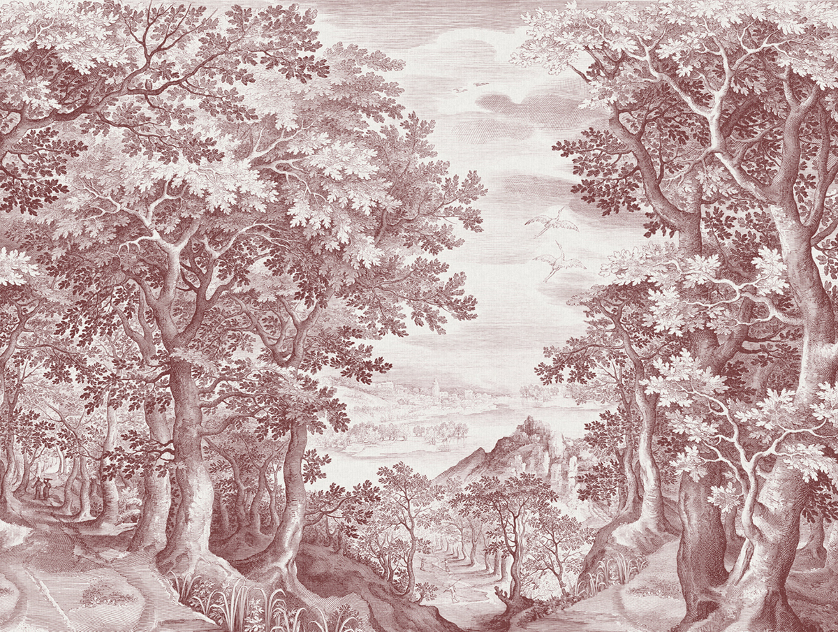 Papier peint panoramique Paysage Vintage Lorelei bordeaux - Panorama 2 de Lutèce | Réf. LTC-PAN1613C