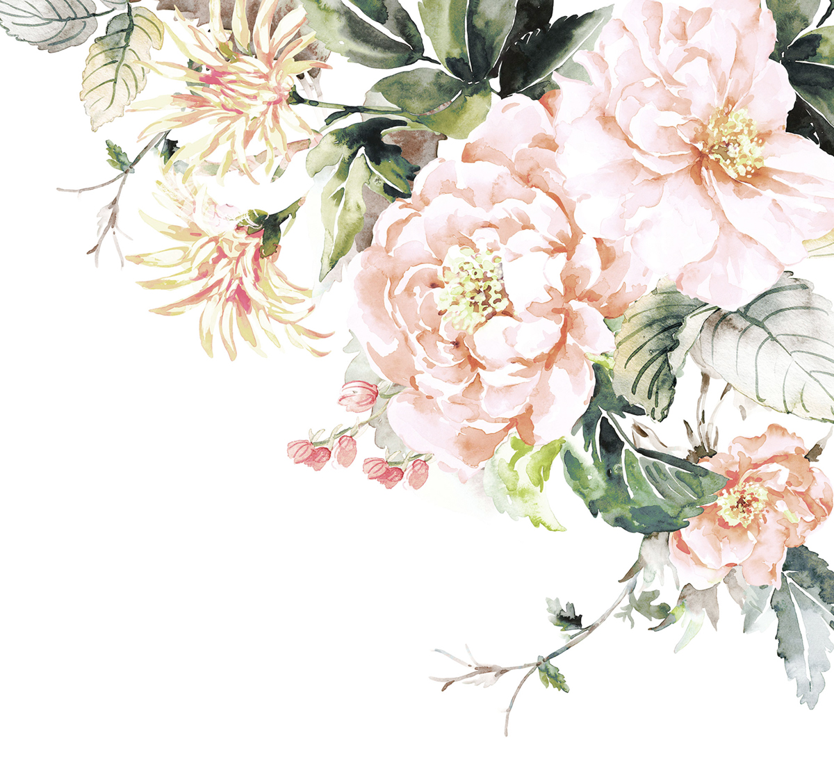 Papier peint panoramique Fleur Romantique Nasrin - Papier Peint Komar INK