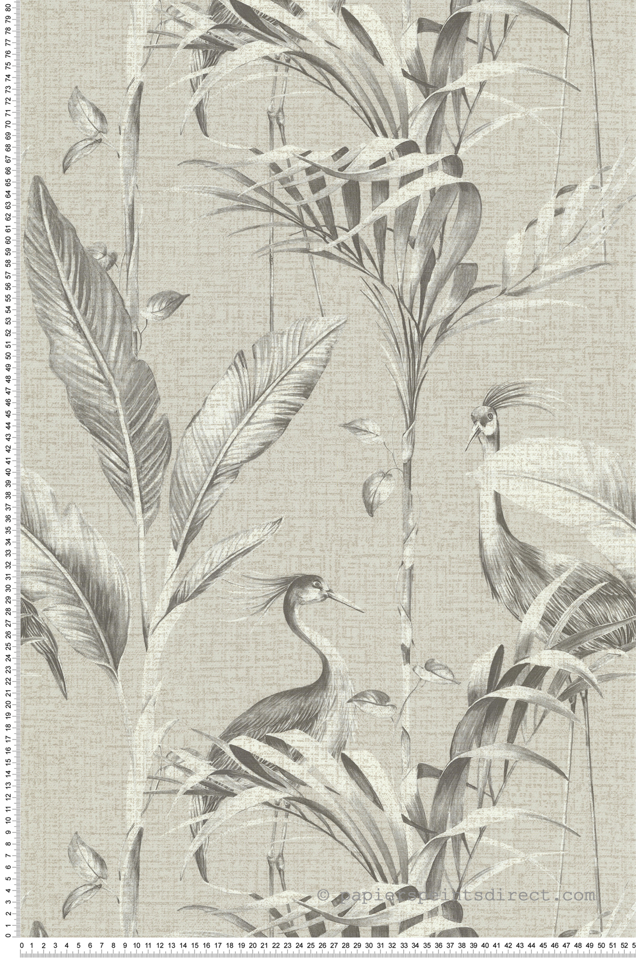 Papier peint Oiseau Grue beige lin - Les Essentiels de Lutèce | Réf. LTC-11250407