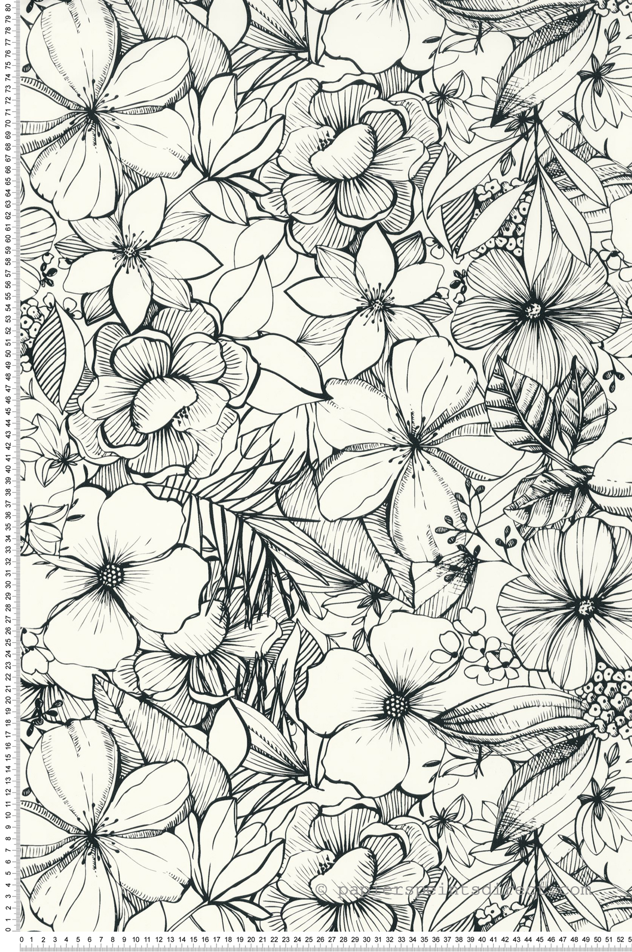 Papier peint Fleurs California Dreaming noir écru - Young & Free de Casélio | Réf. YNF103389009