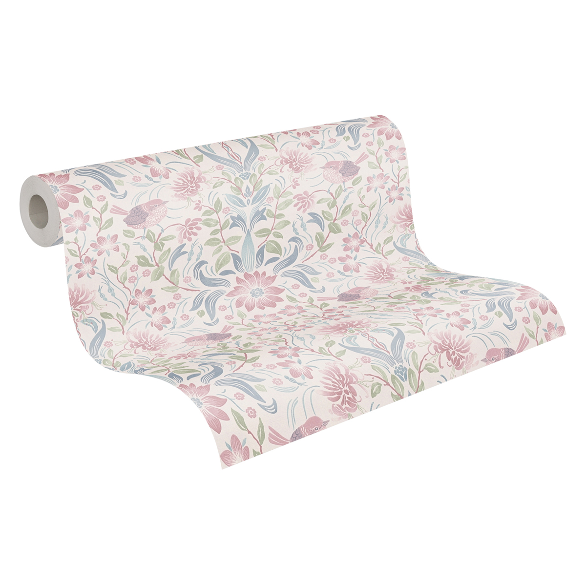 Papier peint Fleuri Oiseau Blooming pastel - Maison Charme d'A.S. Création ROLL | Réf. AS-390753
