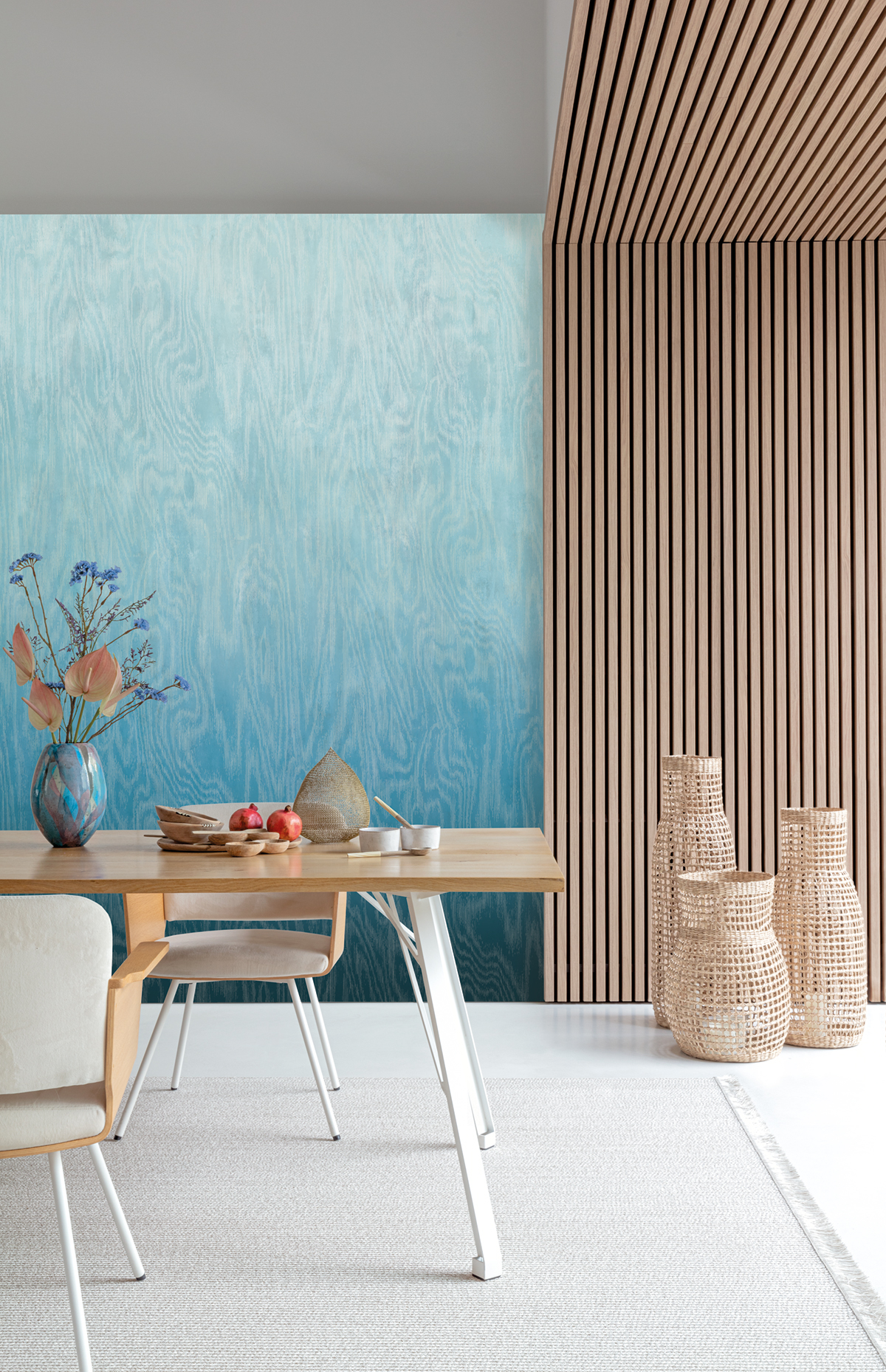 Papier peint panoramique Dégradé Moiré Bois bleu - B H260 - Wall Designs IV de Masureel | Réf. MAS-DG4MOI1032-260