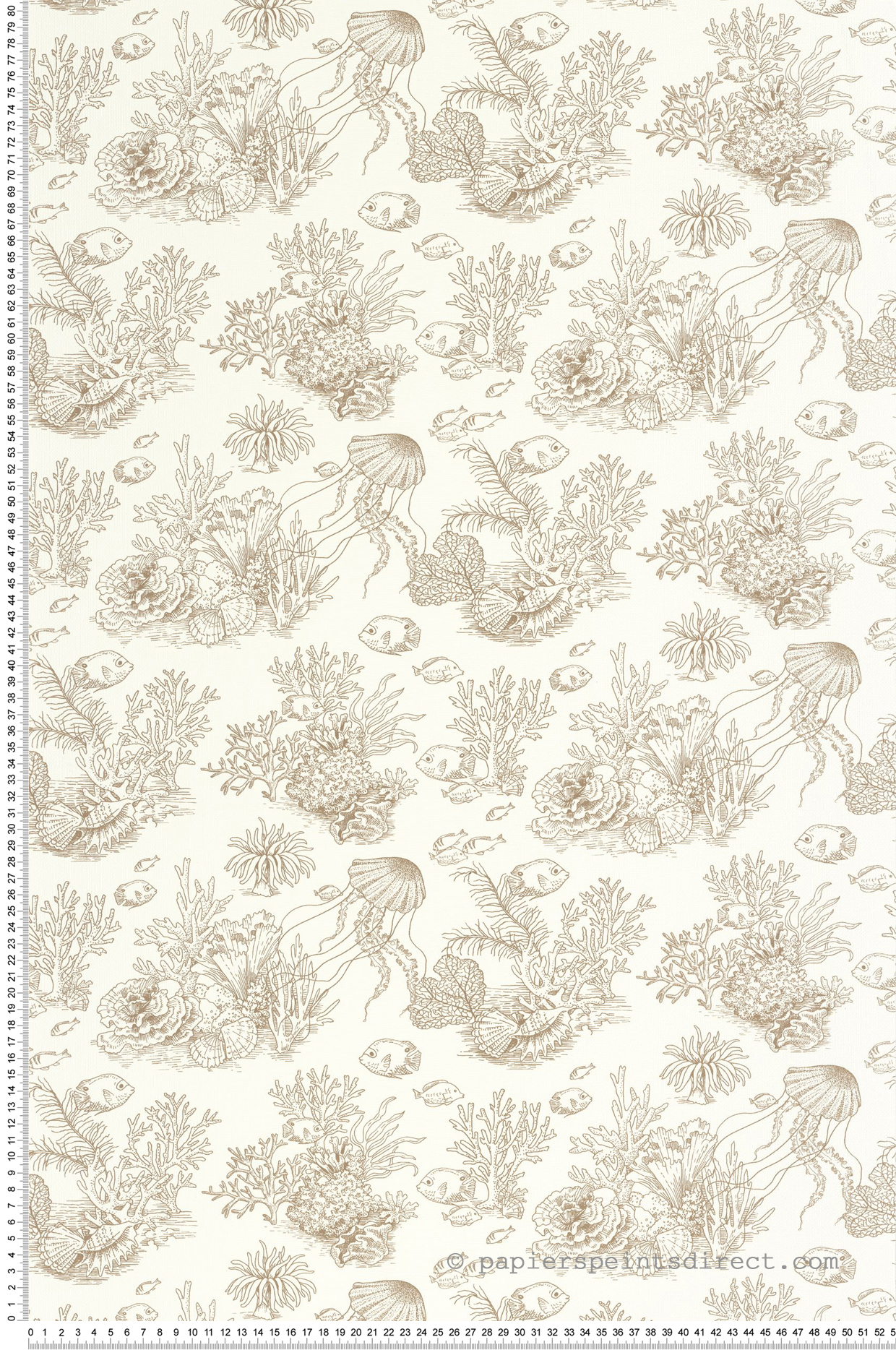 Papier peint Toile de Jouy Marin Côte Sauvage beige - Seaside de Casadéco | Réf. SEAS201471515