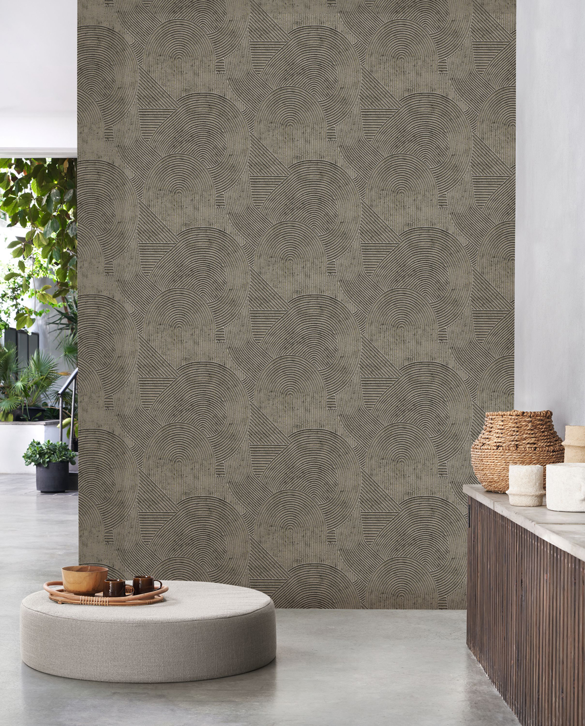 Papier peint Jardin des Pierres gris mousse - Kyoto de Casadéco | Réf. KYTO88757921