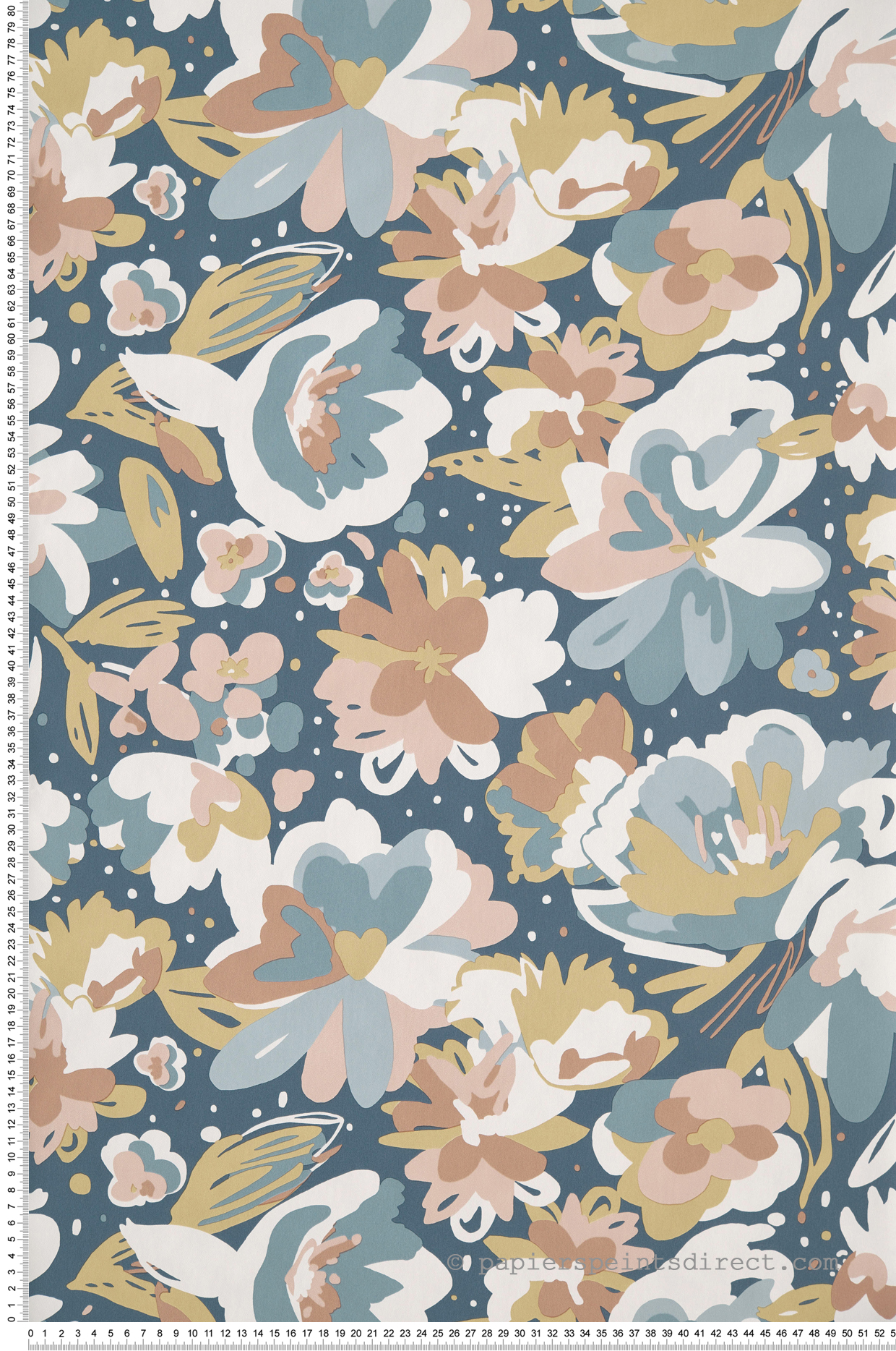 Papier peint Fleurs July bleu ardoise - Flower Power de Casélio | Réf. FLP101876041