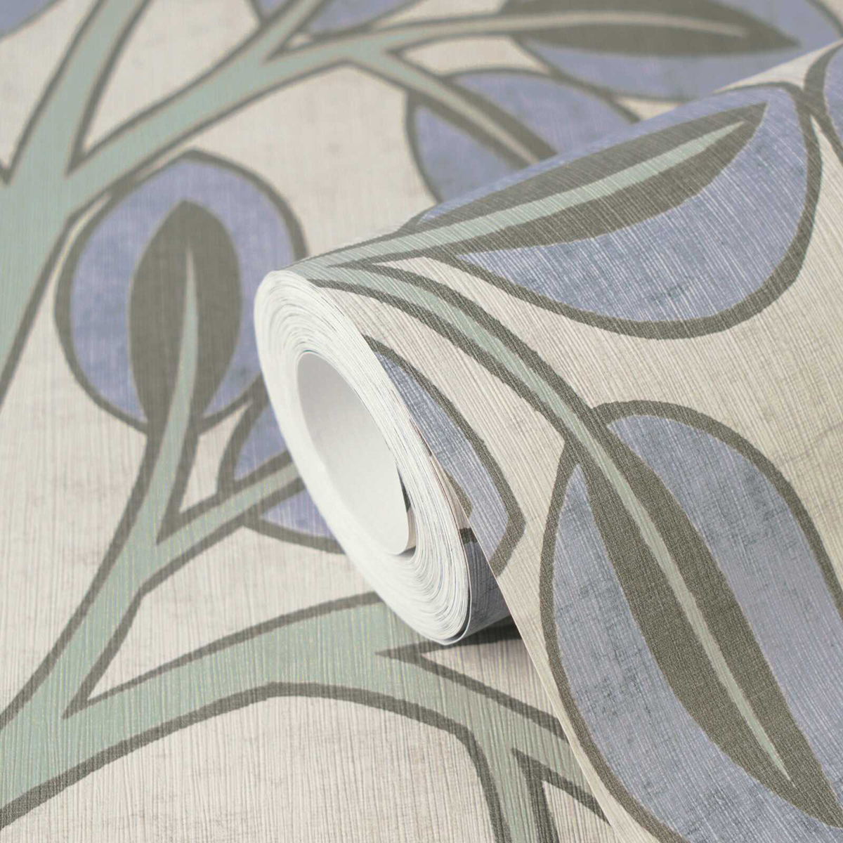 Papier peint Feuille d'Arbre Graphique bleu gris - Nordic Feeling d'A.S. Création ZOOM | Réf. AS-791501