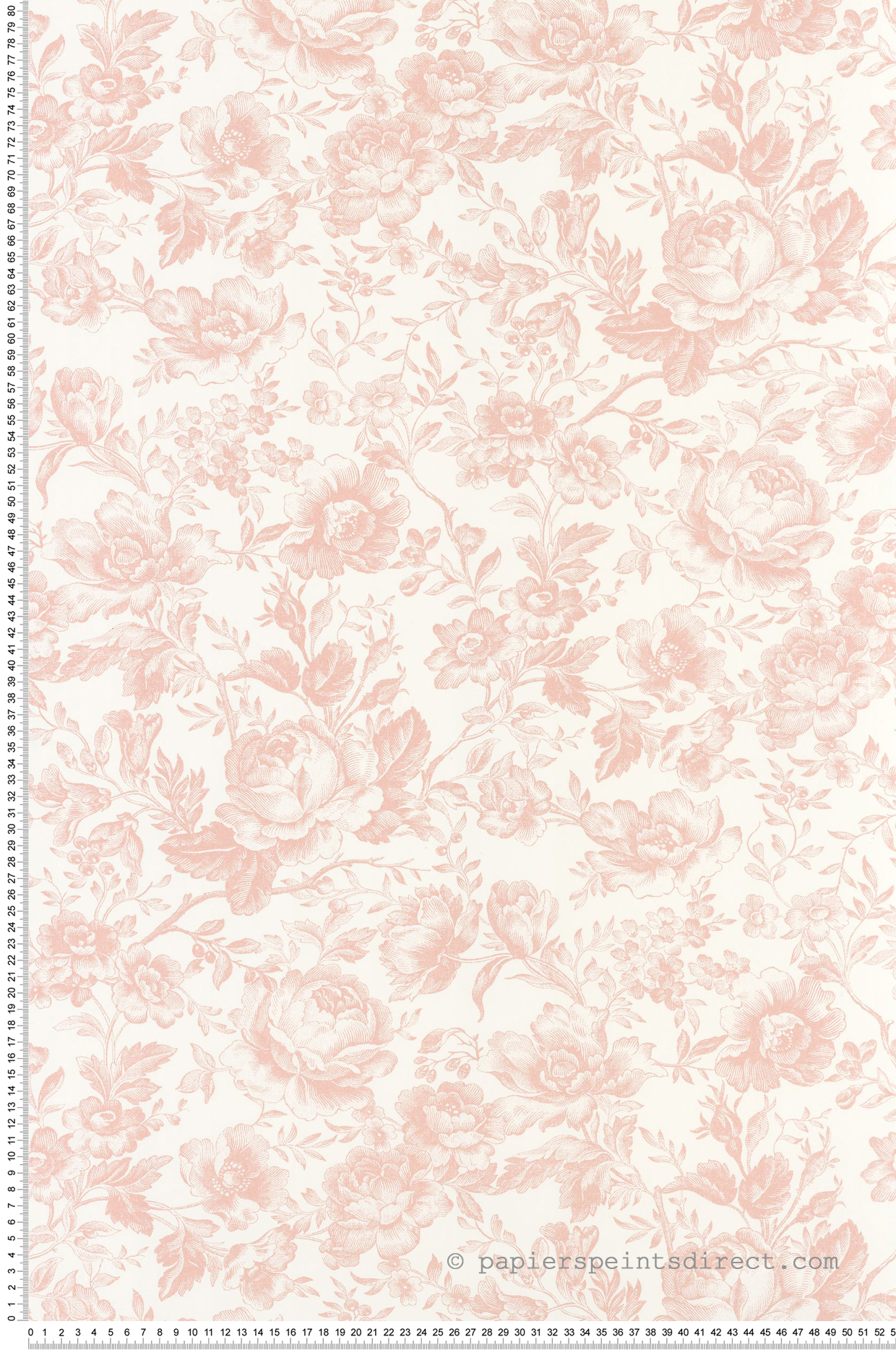 Papier peint Fleuri Celestine rose pâle - Les Belles Toiles De Jouy 2 de Casadéco | Réf. BTJD201724101