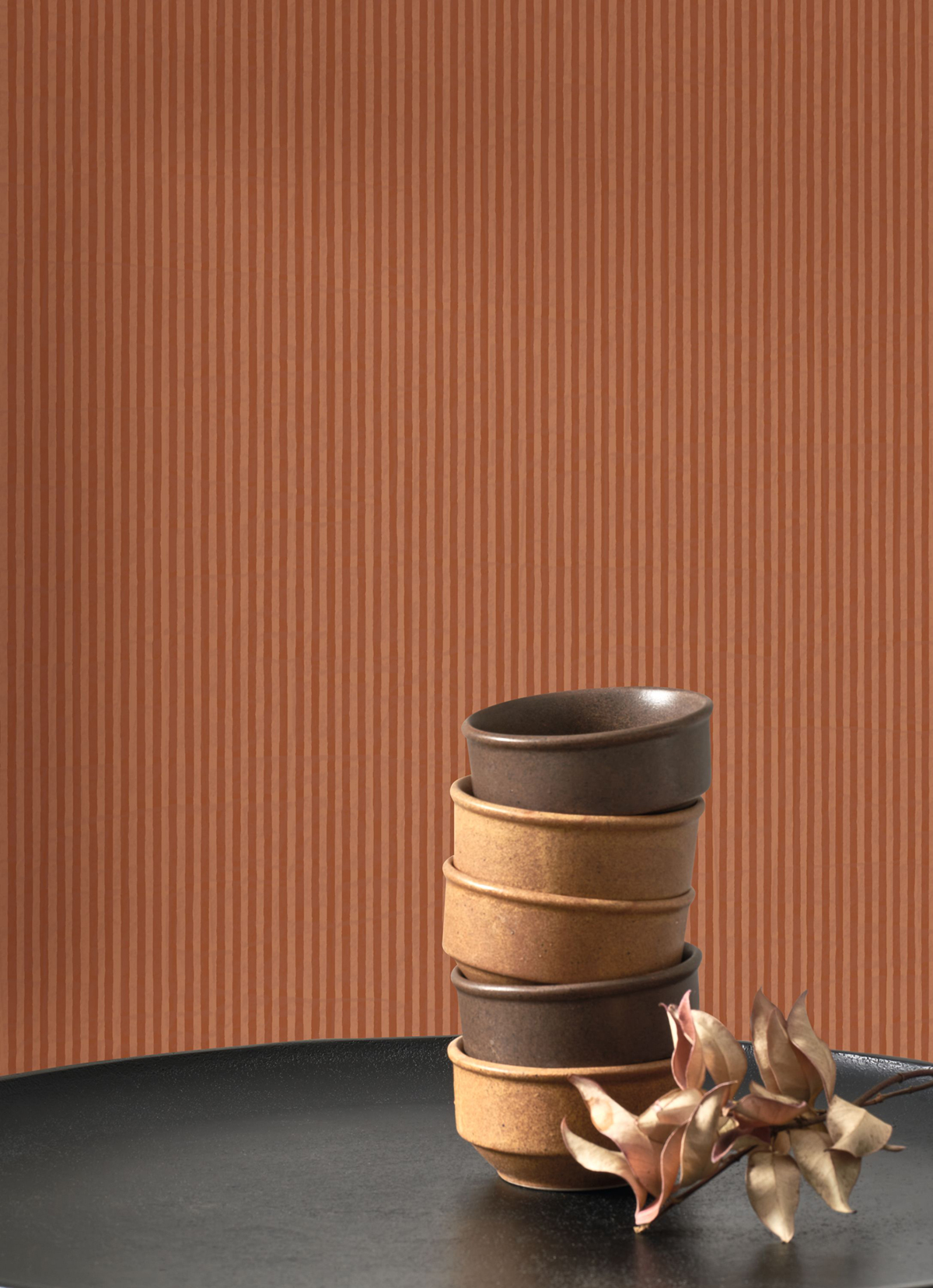 Papier peint Fines Rayures Papier Kraft terracotta - Papercraft de Casadéco | Réf. PAPC89658508