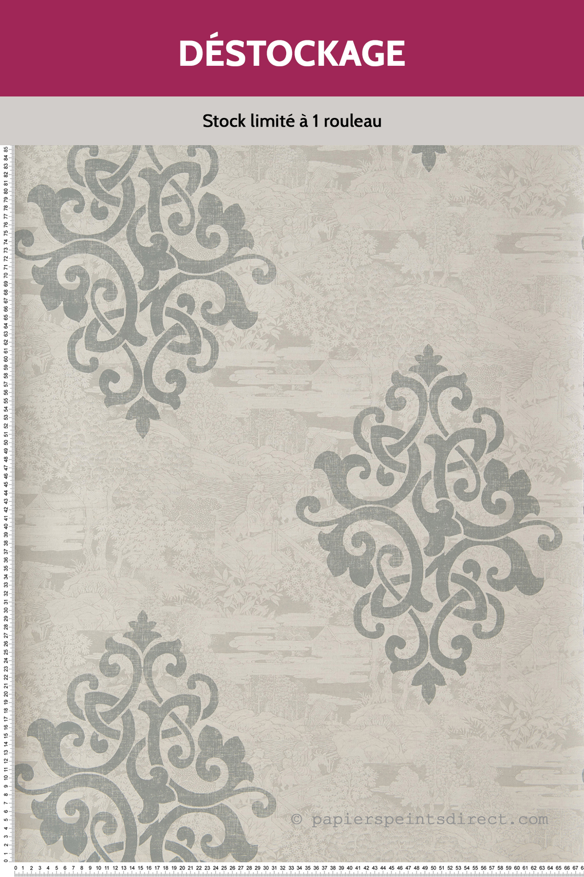 Papier peint Destockage - Damask Sur Toile Gris - Sumi