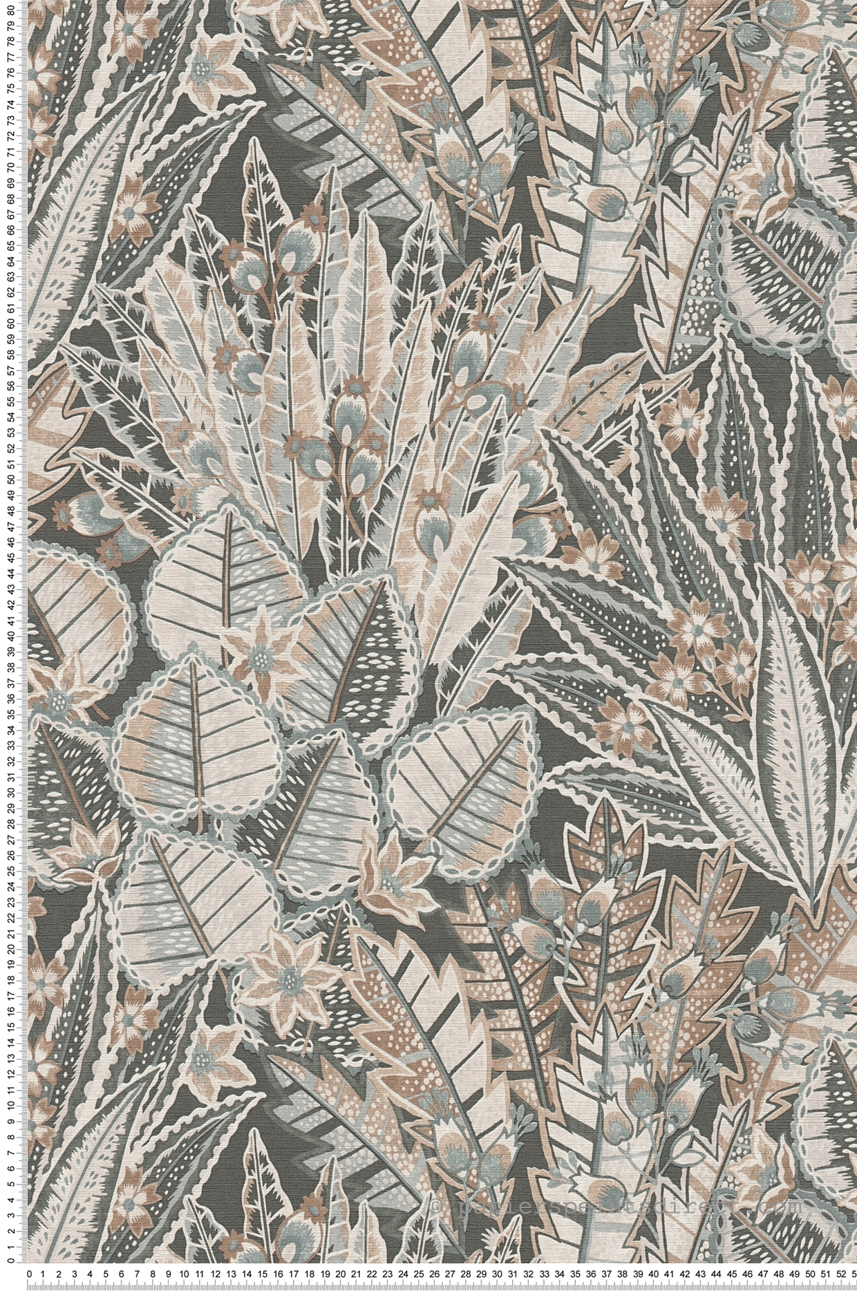 Papier peint Fleurs Feuilles Dessin anthracite marron - Stories of Life d'A.S. Création | Réf. AS-396533