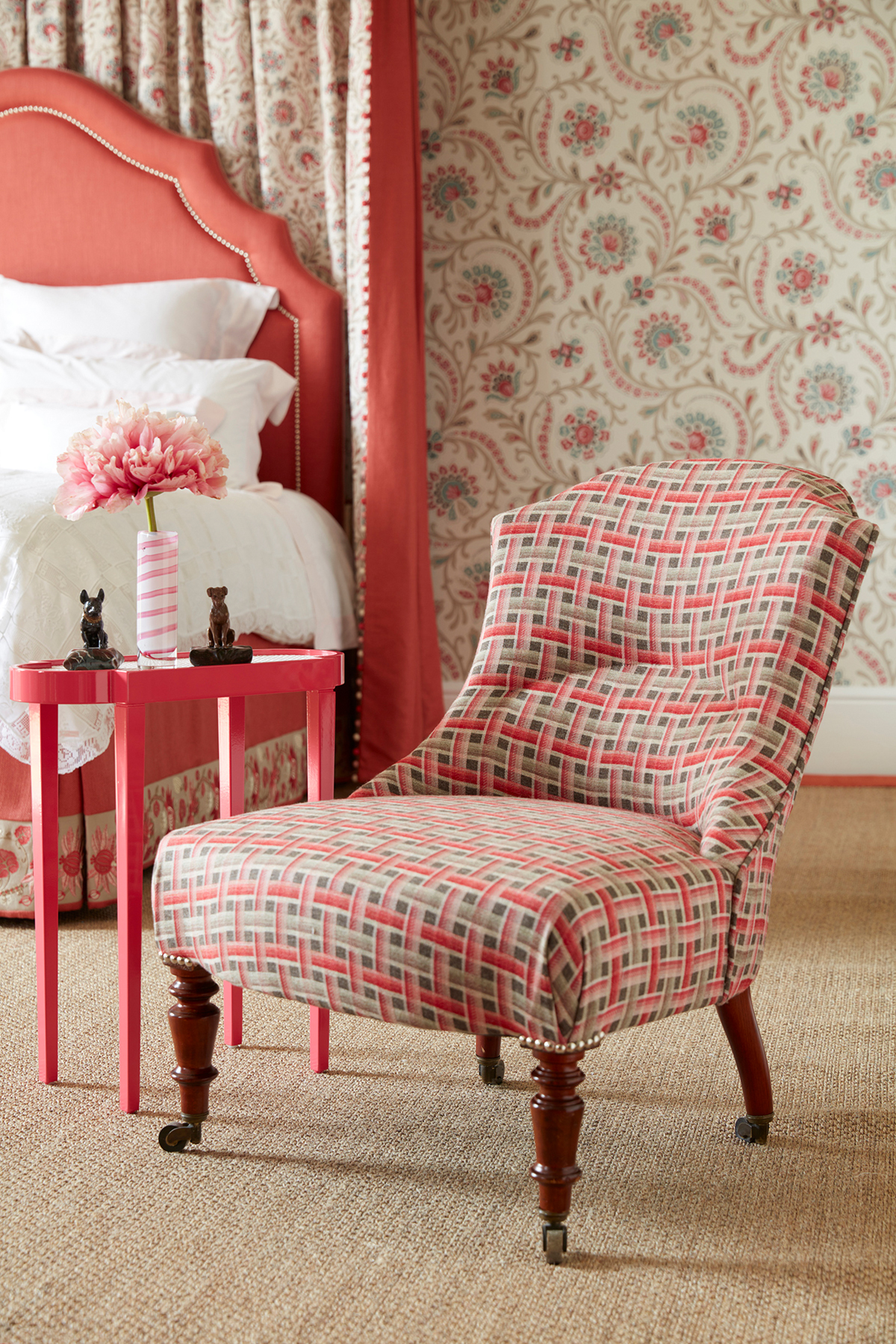 Papier peint Fleur Baroque Baville rouge - Les Indiennes de Nina Campbell | AMB Réf. OSB-NCW4351-01