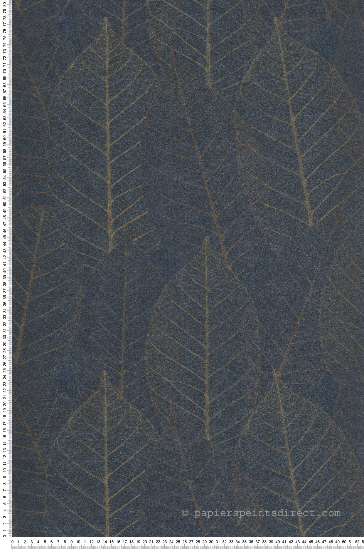 Papier peint Feuille Nervure bleu nuit - Herbier de Montecolino | Réf. MC-HE27252