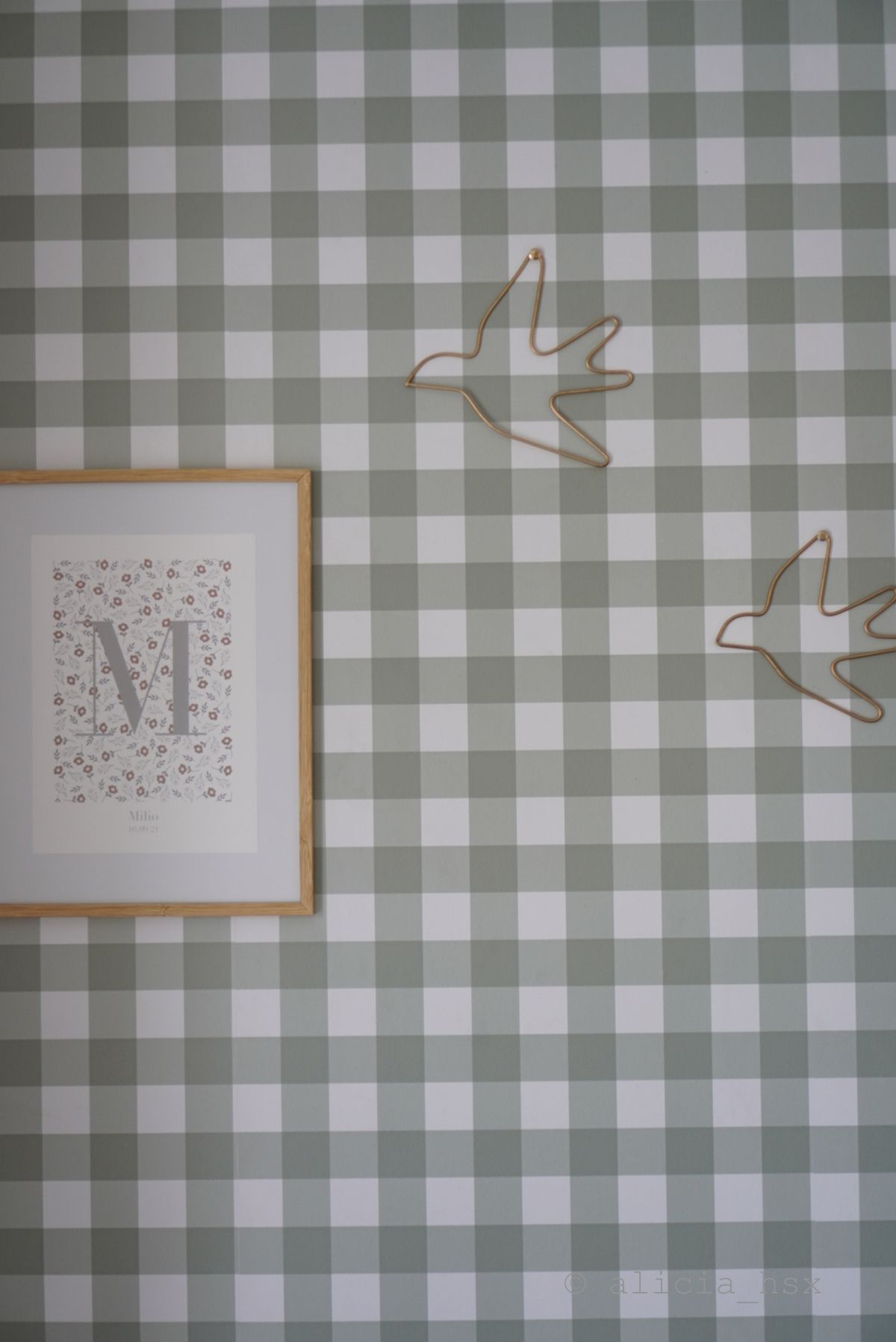 Papier peint Vichy Carreaux vert sauge - My Little Cottage de Montecolino AMB2 | Réf. MC-M12375