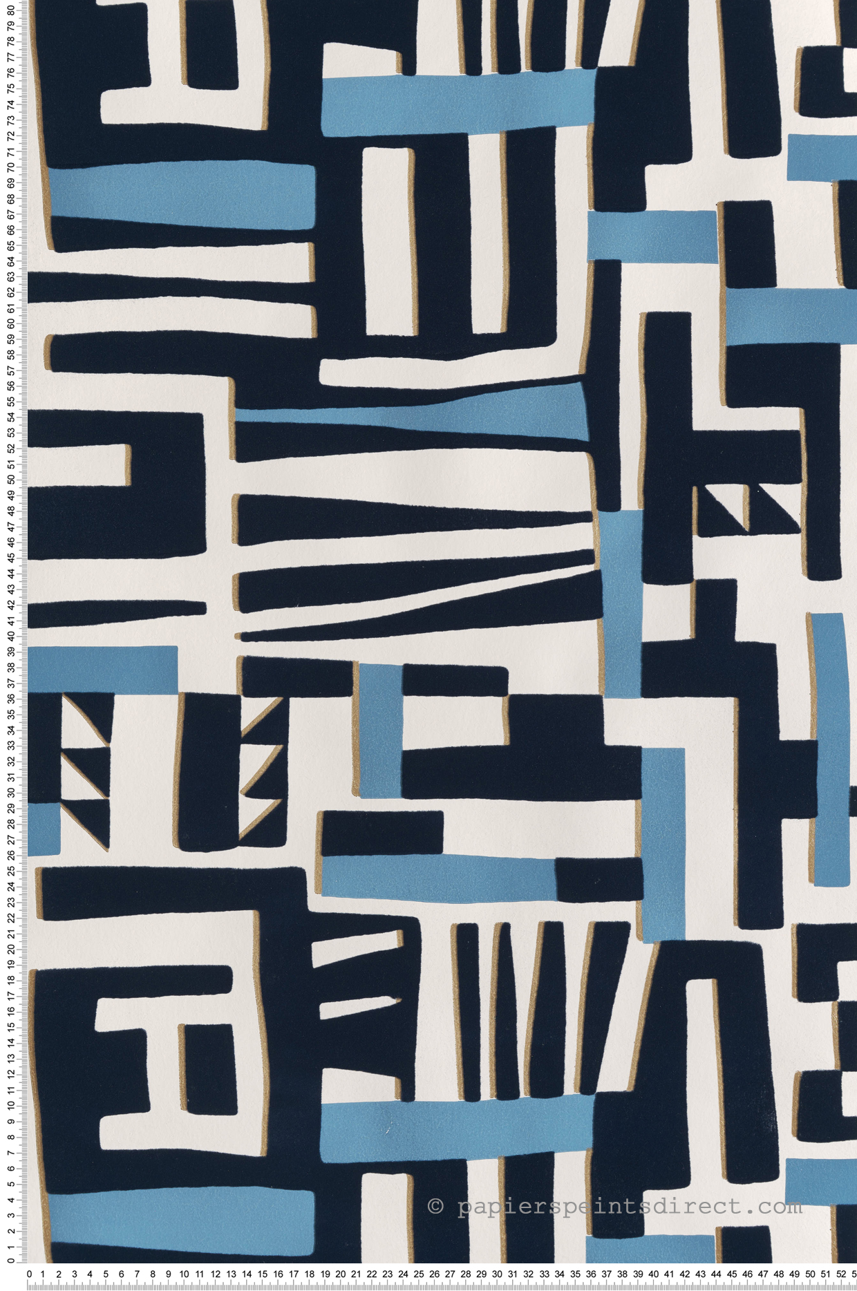 Papier peint Géométrique Zawaya Velours Flock bleu doré - Irisa d'Osborne & Little | Réf. OSB-W7851-03