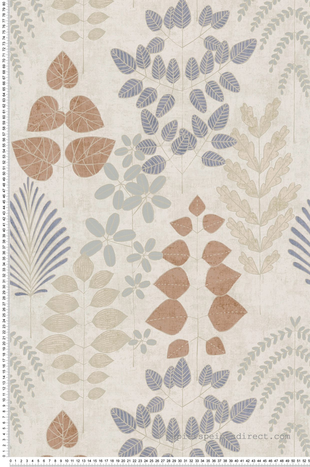 Papier peint Herbier Graphique Athyrium bleu beige - Nordic Feeling d'A.S. Création