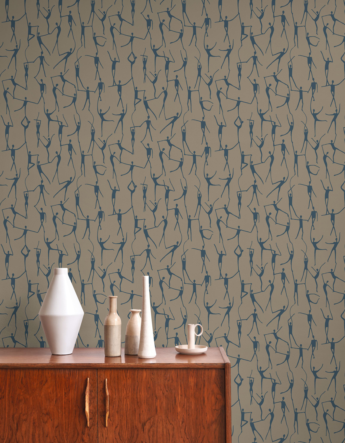 Papier peint Original Danse Alberto vert métallisé bleu - Iconic de Casadéco | Réf. CONI88427616