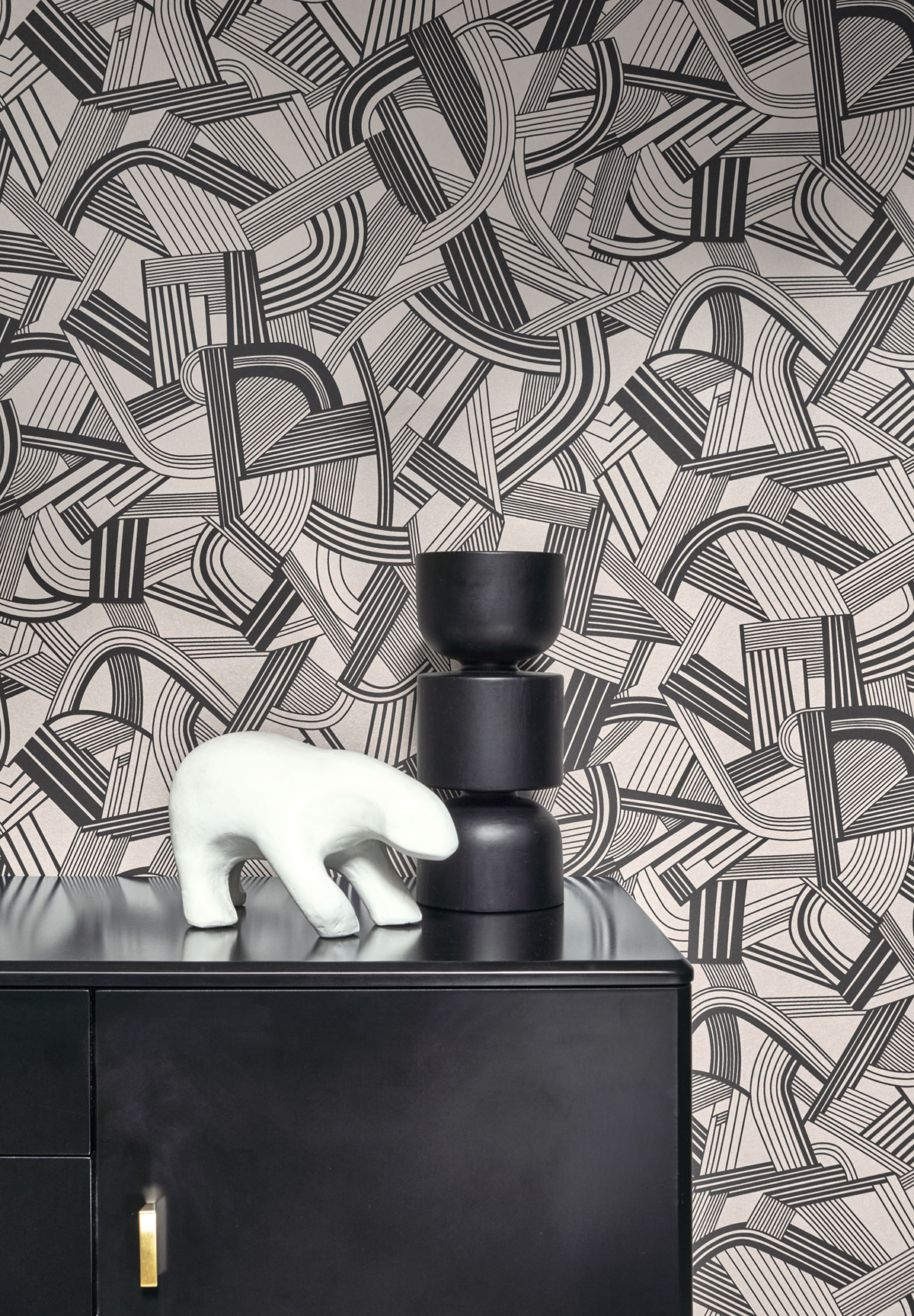 Papier peint Graphique Music Hall argenté noir - Twenties de Casadéco AMB3 | Réf. TWNT88699191