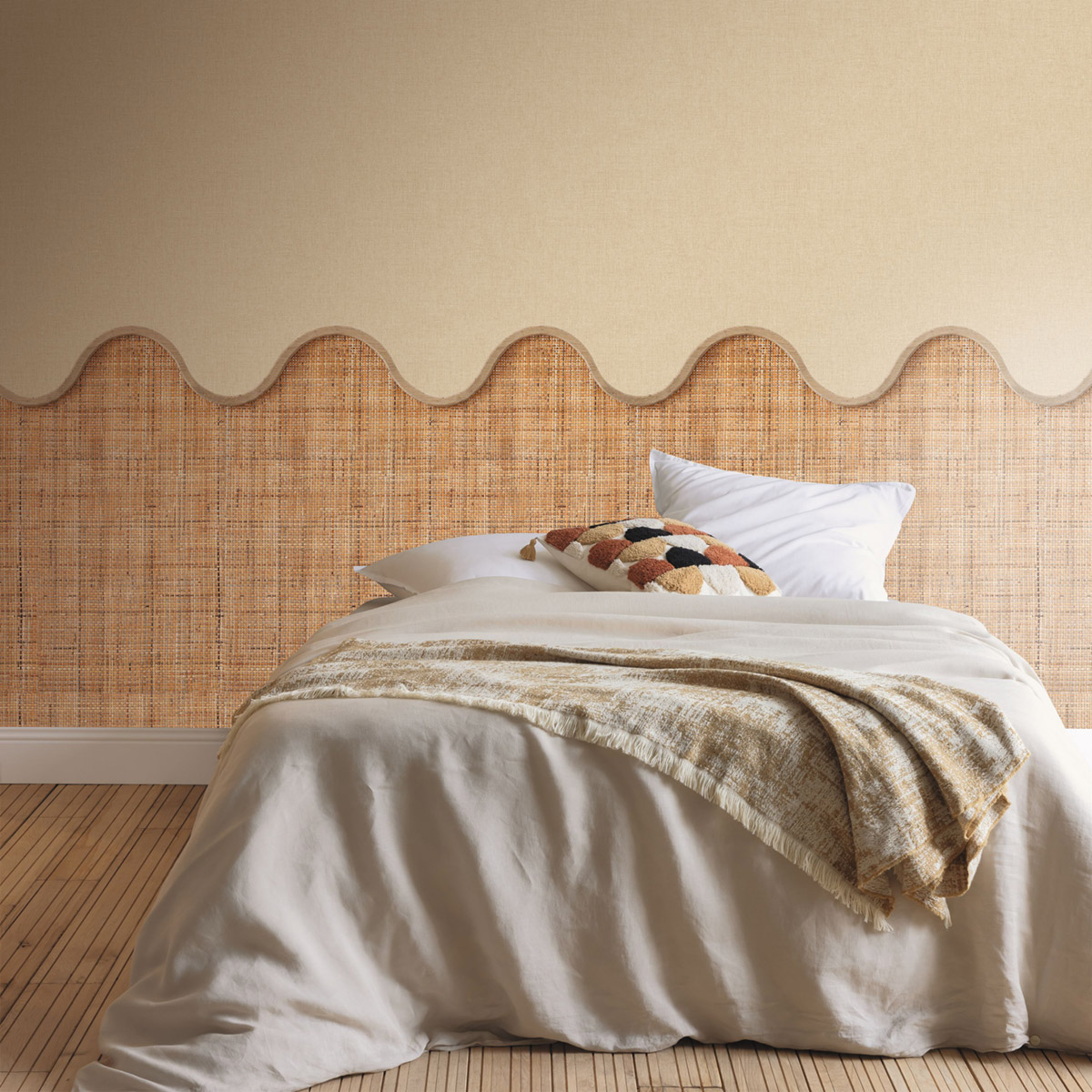 Papier peint Soubassement Vague Tissage Naturel S marron - Reliefs de AMB2 | Réf. RLF106212014