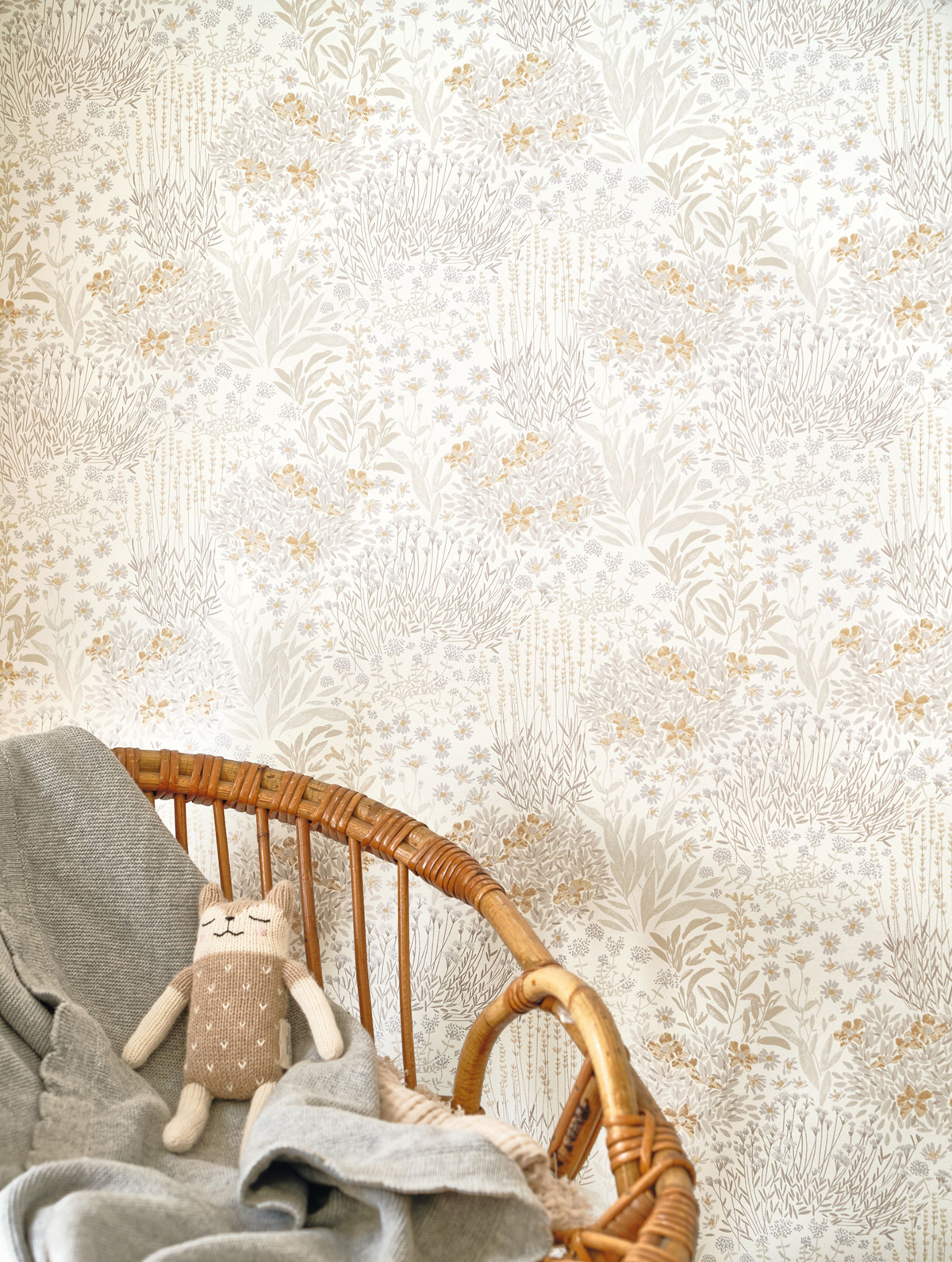 Papier peint Dessin Fleur Feuille gris beige - Once Upon A Time de Casadéco AMB2 | Réf. OUAT88309102