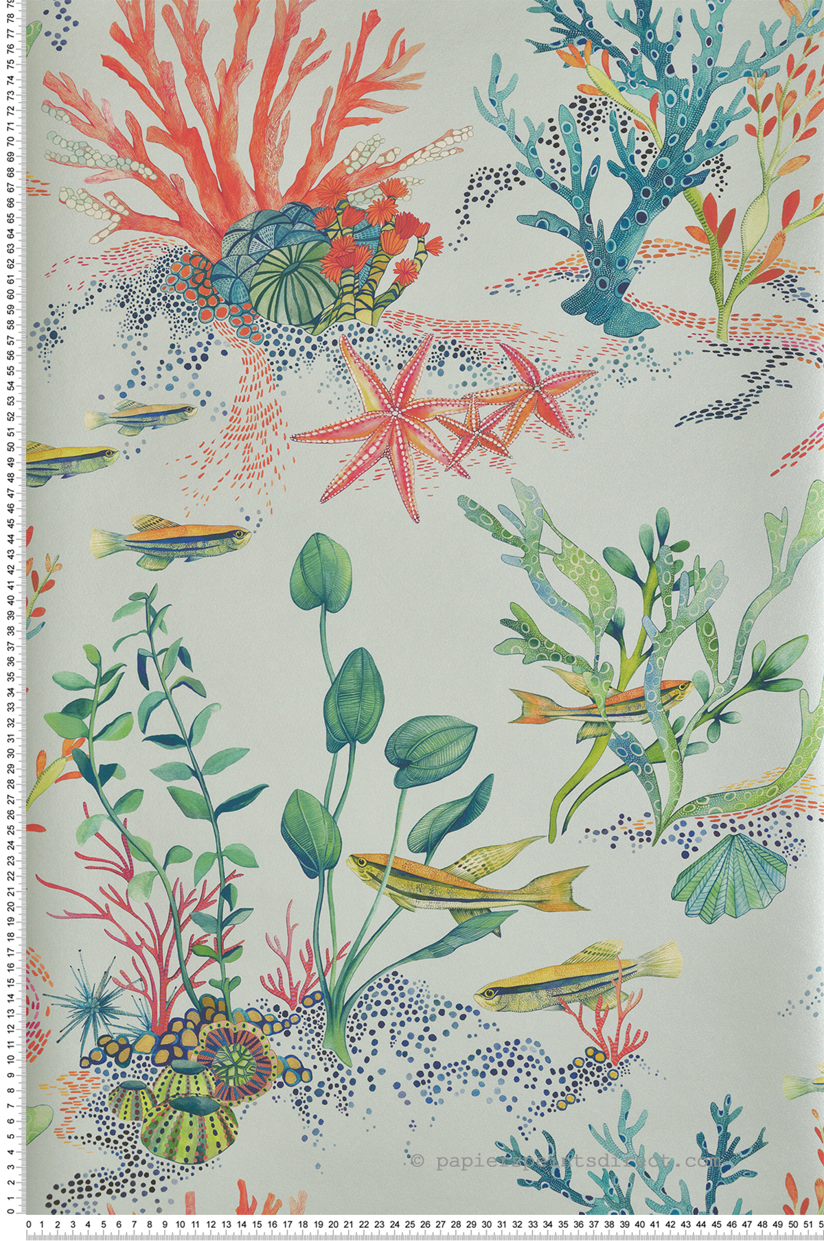 Papier peint Aquarium Coralline bleu nacré - Lamorran d'Osborne & Little | Réf. OSB-W7682-02