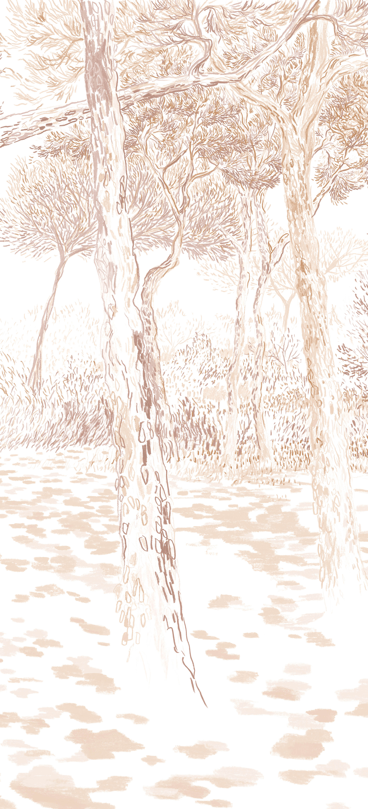 Papier peint panoramique Balade sous les pins Sépia A - 1/2/3 - Isidore Leroy