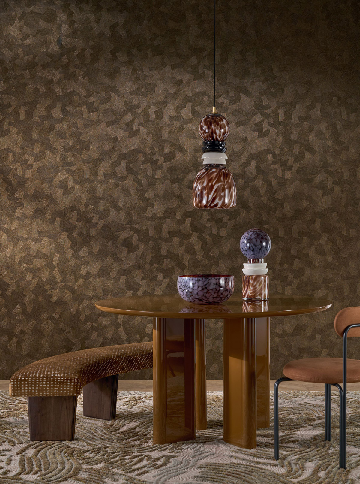 Papier peint Mouvement Graphique Bérénice noir doré - Magnitude de Casamance | Réf. CAS-76662854