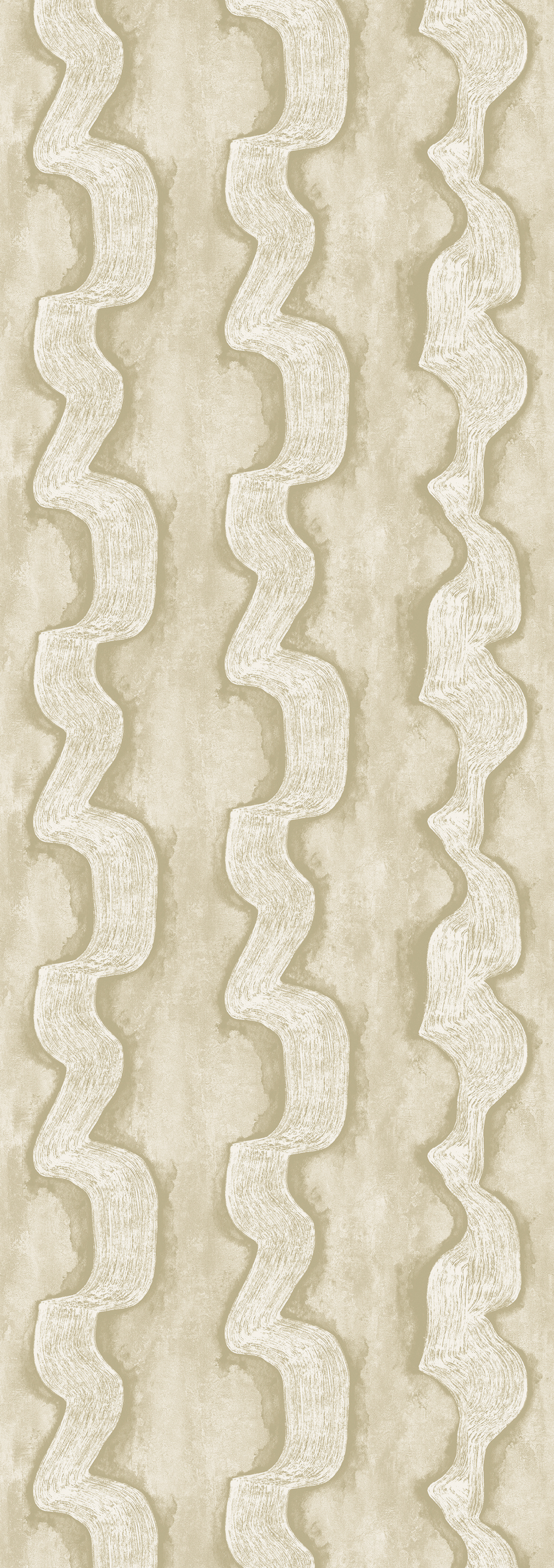Papier peint panoramique Rayures Ondulées Shodo beige sable - Traces de Masureel | Réf. MAS-DGTRA301-300