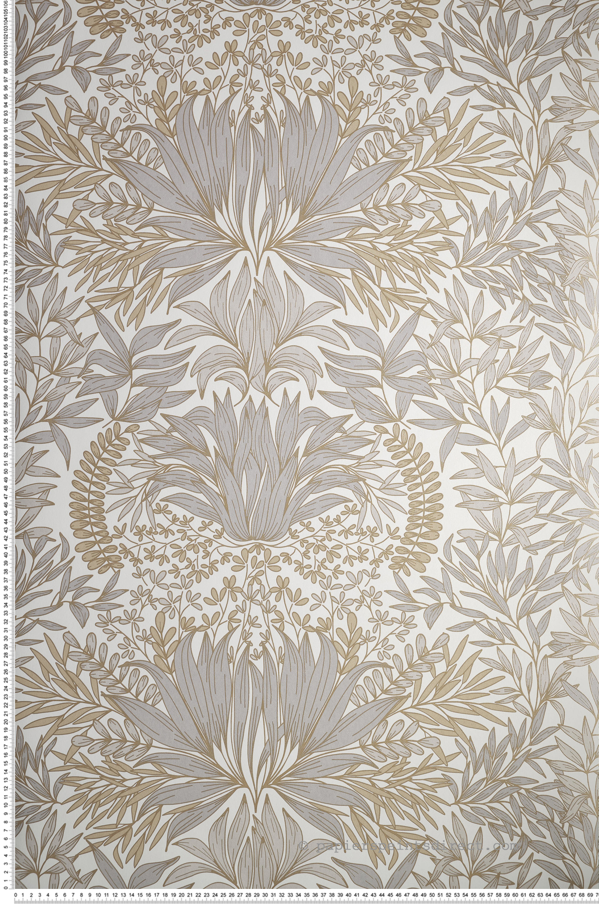 Papier peint Feuille Chardon blanc doré - Square Jasmin de Casamance | Réf. CAS-75733160