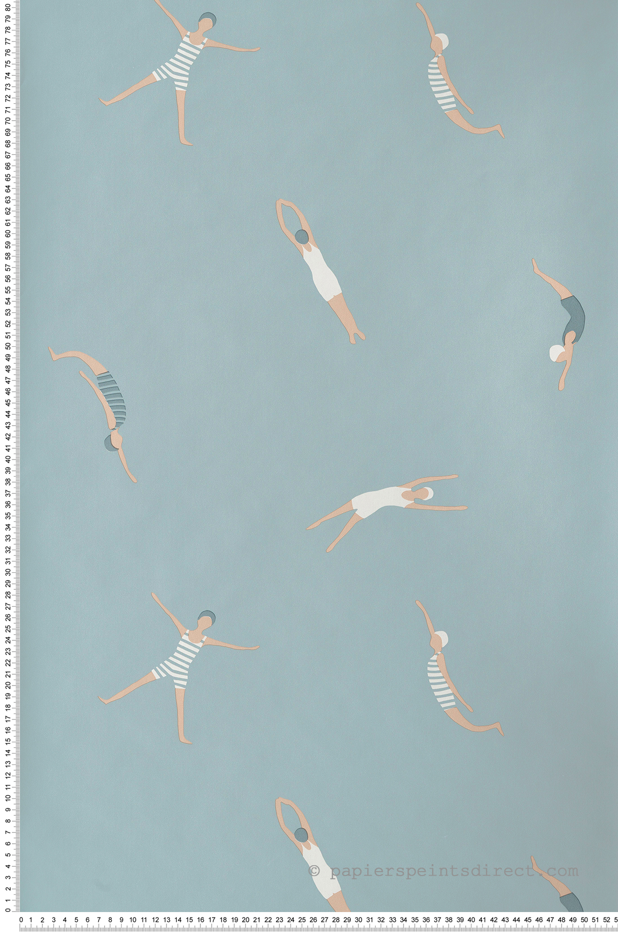 Papier peint Vintage Nageur bleu - Only Blue de Casélio | Réf. ONB102696049