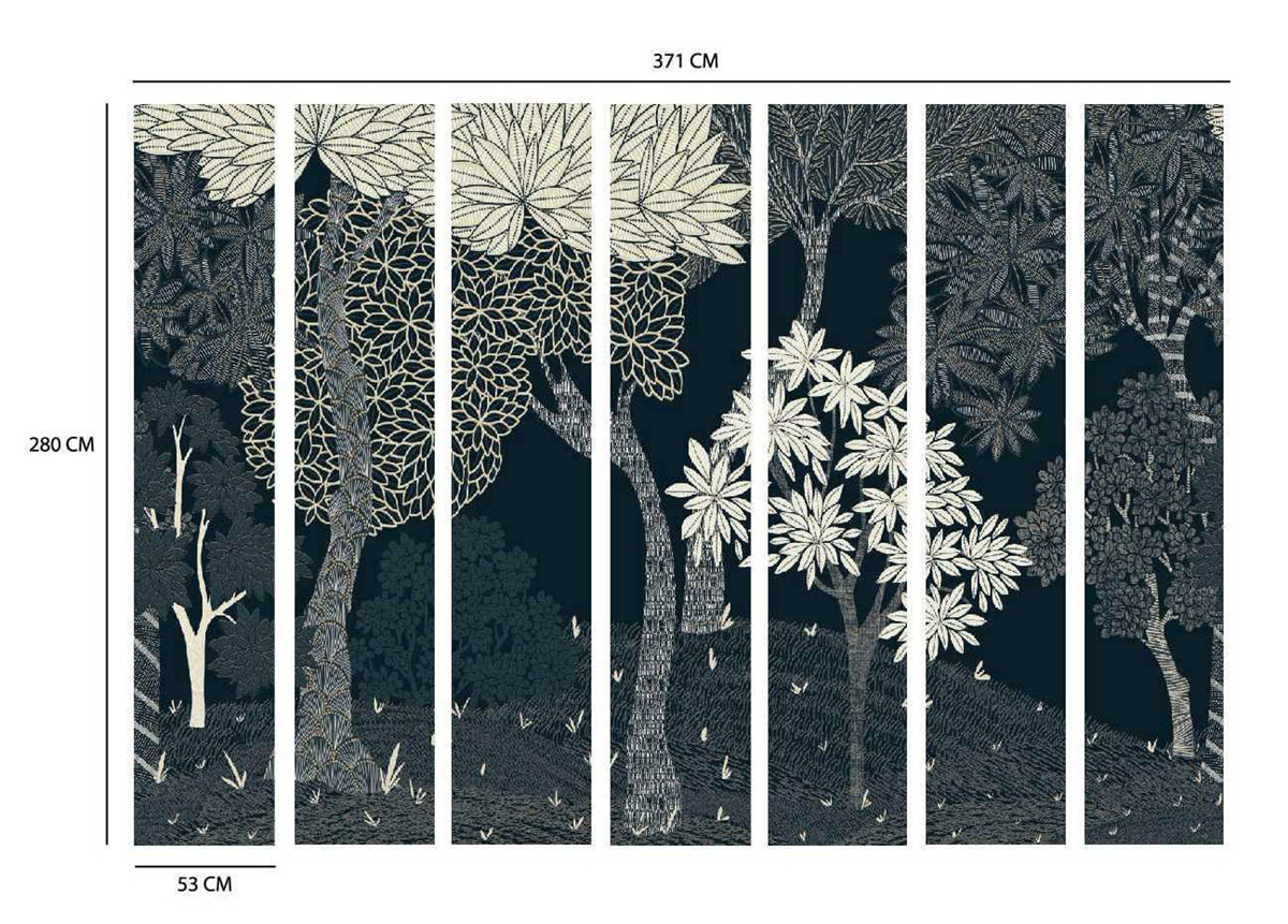 Papier peint Panoramique Forêt Enchantée bleu nuit - Dolce Vita de Lutèce | Réf. LTC-56230201