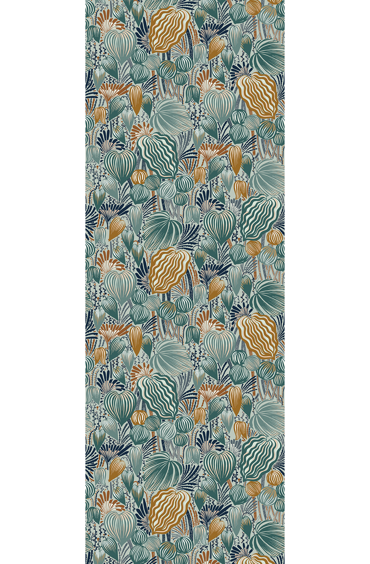 Papier peint panoramique Jungle Exotique Pomona bleu paon - A H260 - Mysa de Masureel | Réf. MAS-DGYSA1051-260