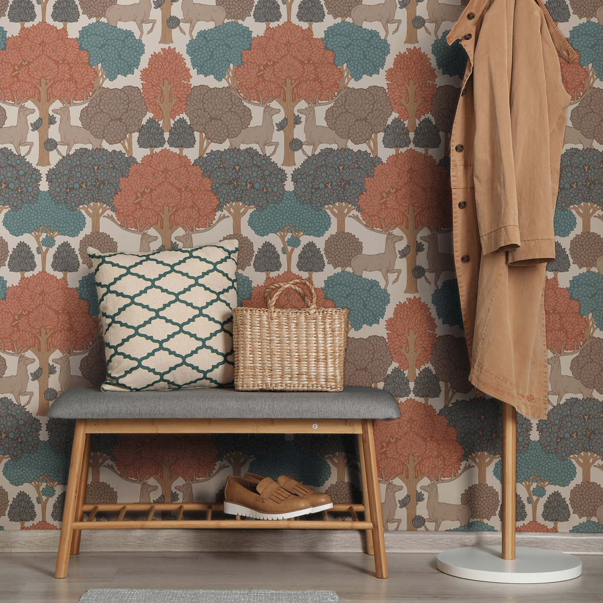 Papier peint Animaux Forest of Arden orange - Beaux Arts de Lutèce | Réf. LTC-M1851