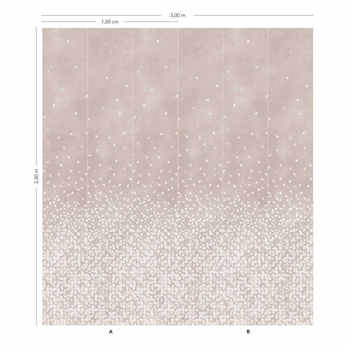 Papier peint panoramique Tangram Terracotta Blanc A+B - 1/2/3/4/5/6 - Isidore Leroy