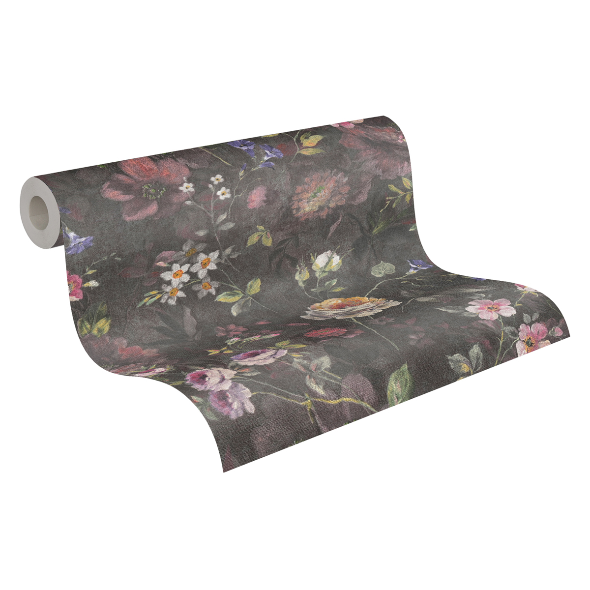 Papier peint Vintage Floral Estompé noir rose - Natural Living d'A.S. Création AMB4 | Réf. AS-386361