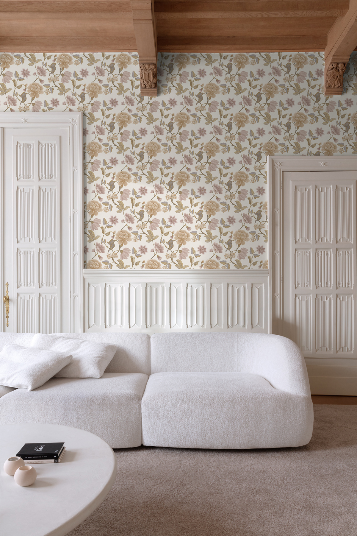 Papier peint Fleurs Vintage beige rose - Rêverie de Montecolino | Réf. MC-IC3101