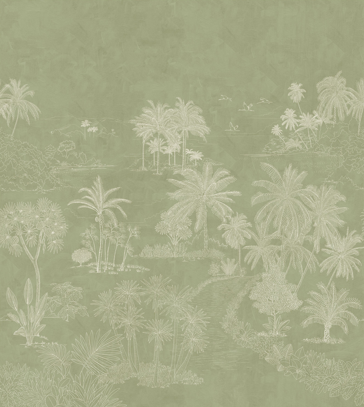 Papier peint panoramique Paysage Exotique Timor vert 250X280 - Borneo de Casélio | Réf. BORN106554001