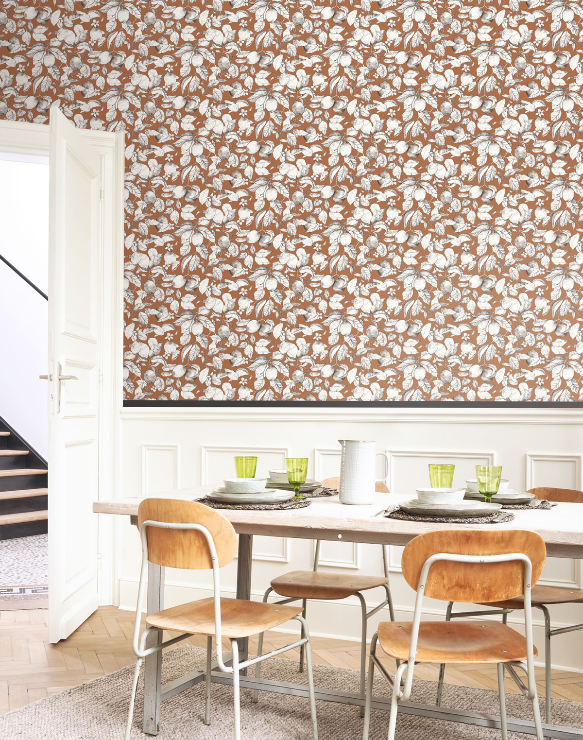 Papier peint Citronnier Contemporain terre de sienne - Soliflore de Casadéco | Réf. SOLI200273404