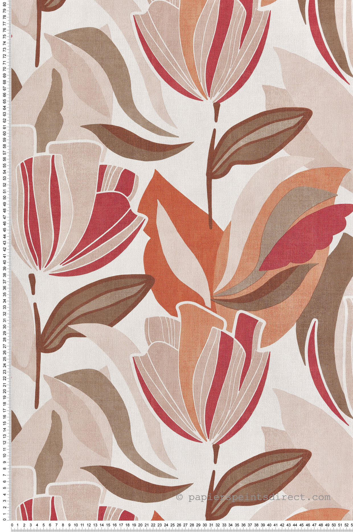 Papier peint Tulipe Printemps rouge corail - Dolce Vita de Lutèce | Réf. LTC-11230710