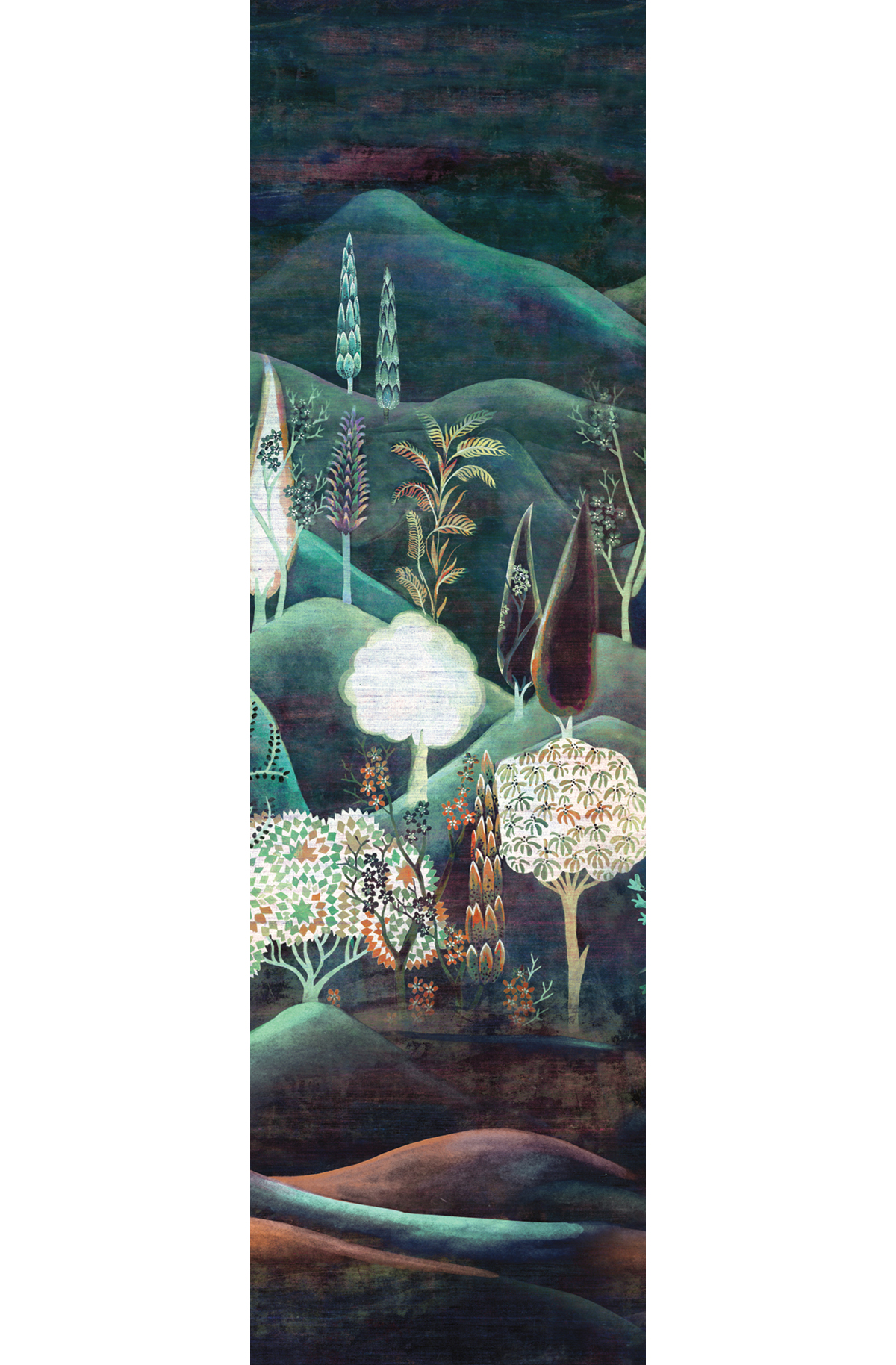 Papier peint panoramique Paysage Munnar bleu paon - C H300 - Summer de Masureel | Réf. MAS-DGSUM2023