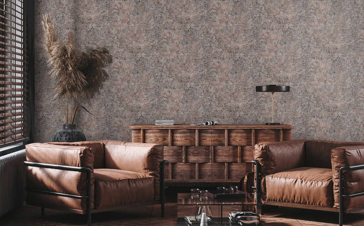 Papier peint Métal Stone noir cuivré - Metropolitan Stories 3 d'A.S. Création | Réf. AS-391102