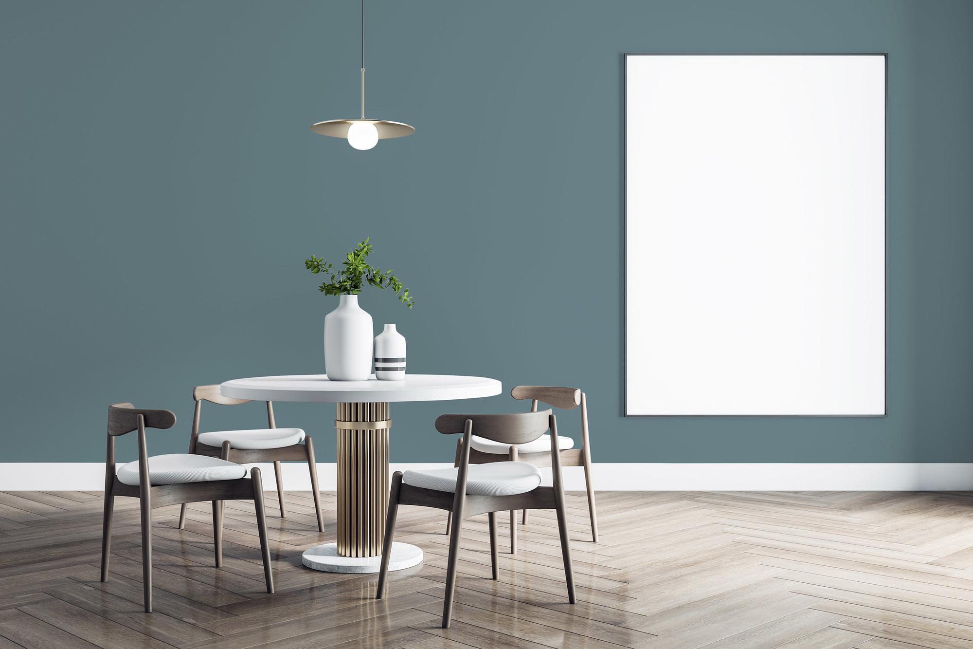 Photo numéro 2 d'une pièce avec un mur peint avec la peinture  Puro bleu, vert bluish petrol - c3011