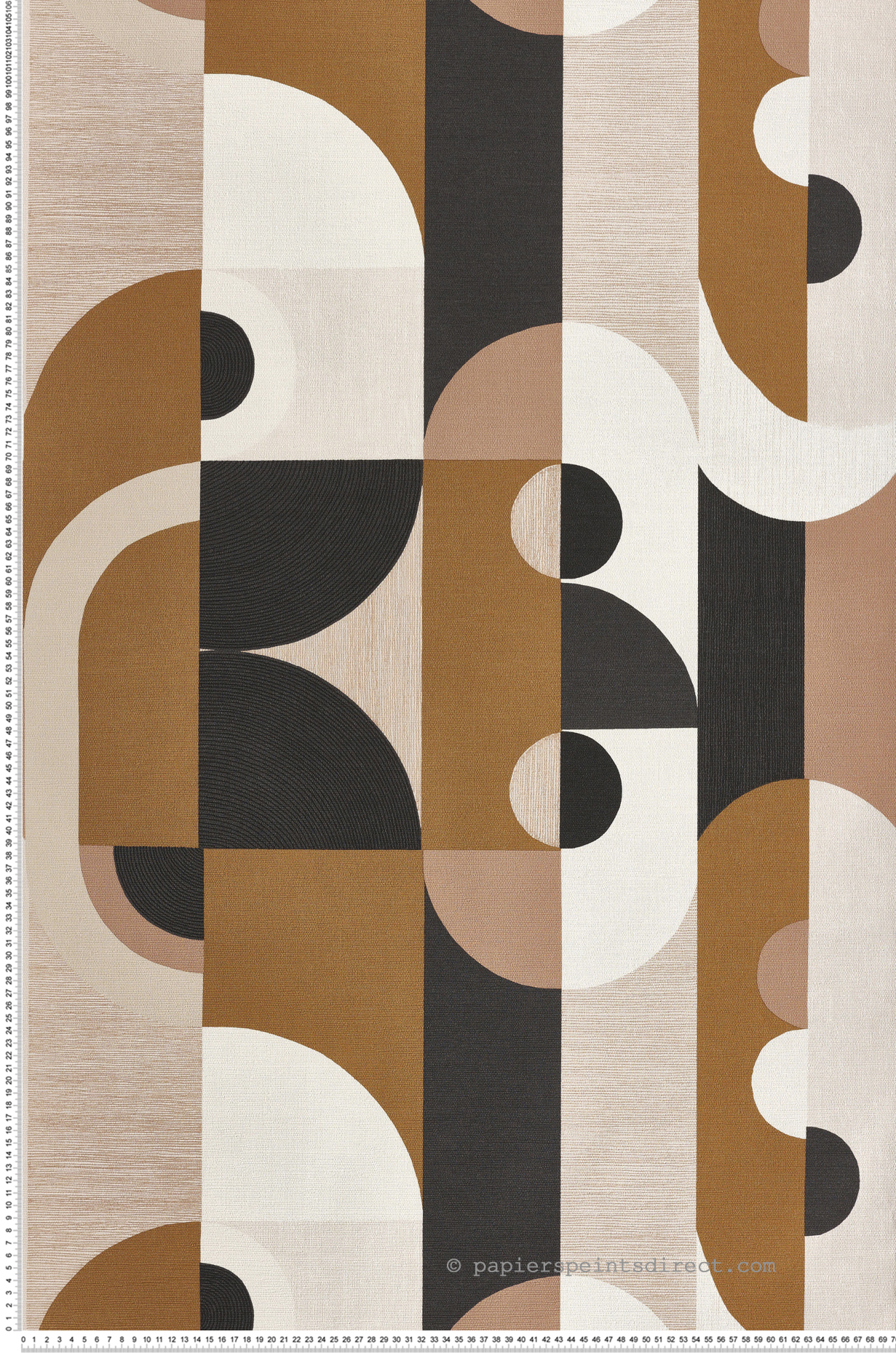 Papier peint Géométrique Cercle Vassily noir camel - Mouvements de Casamance | Réf. CAS-75990304