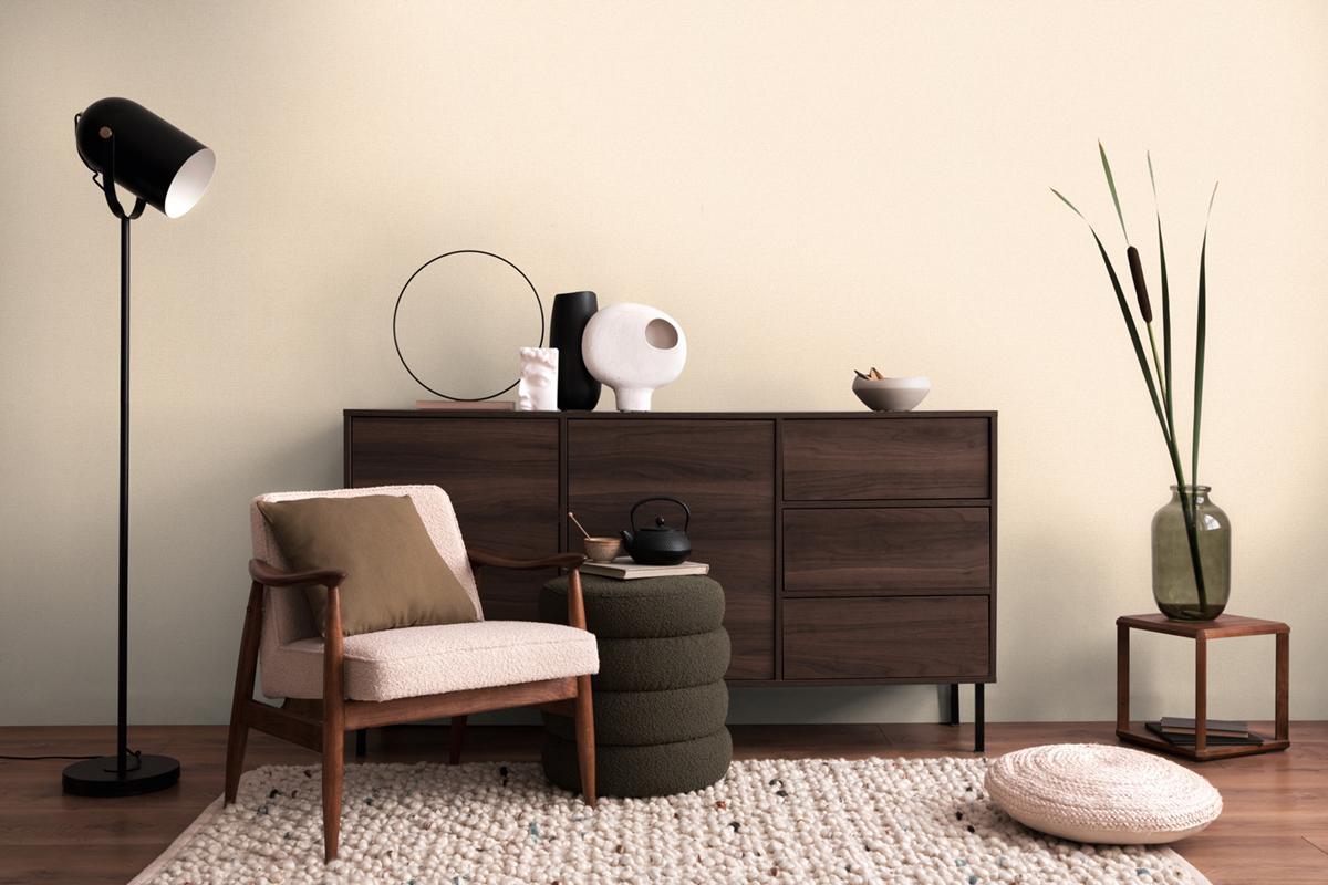 Papier peint Uni Paillette Métallisé beige argenté - Cosmoliving d'A.S. Création AMB3 | Réf. AS-790653