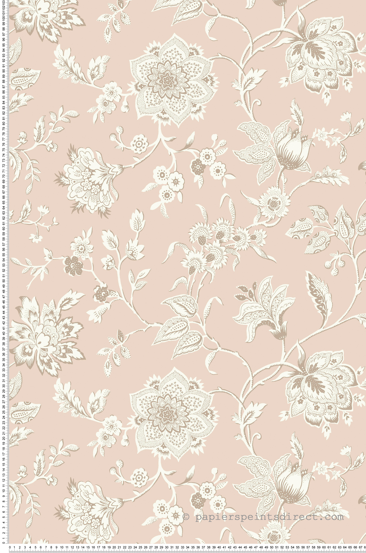 Papier peint Fleurs Cachemire Sutton rose poudré - Toiles de York (Initiales) | Réf. INI-RT7825