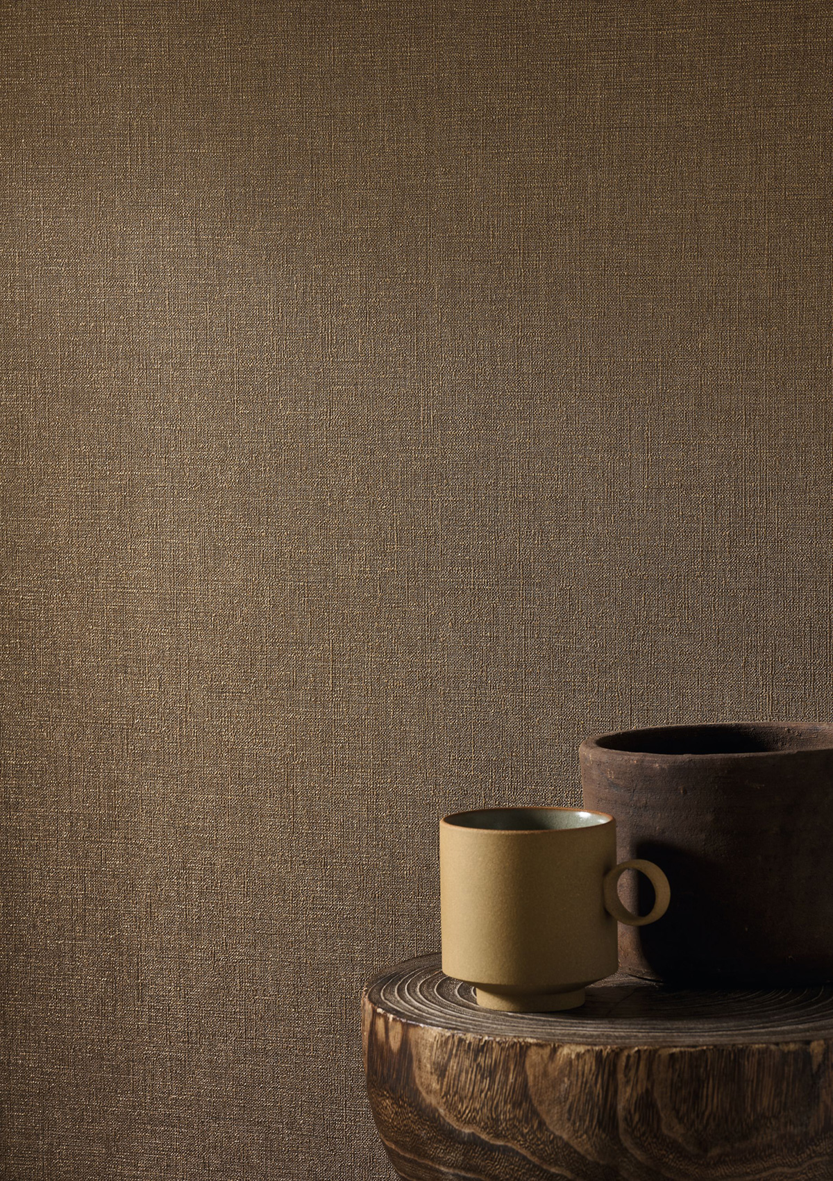 Papier peint Uni Lin Métallisé Caractère cacao - Matera de Casadéco | Réf. MATA201172727