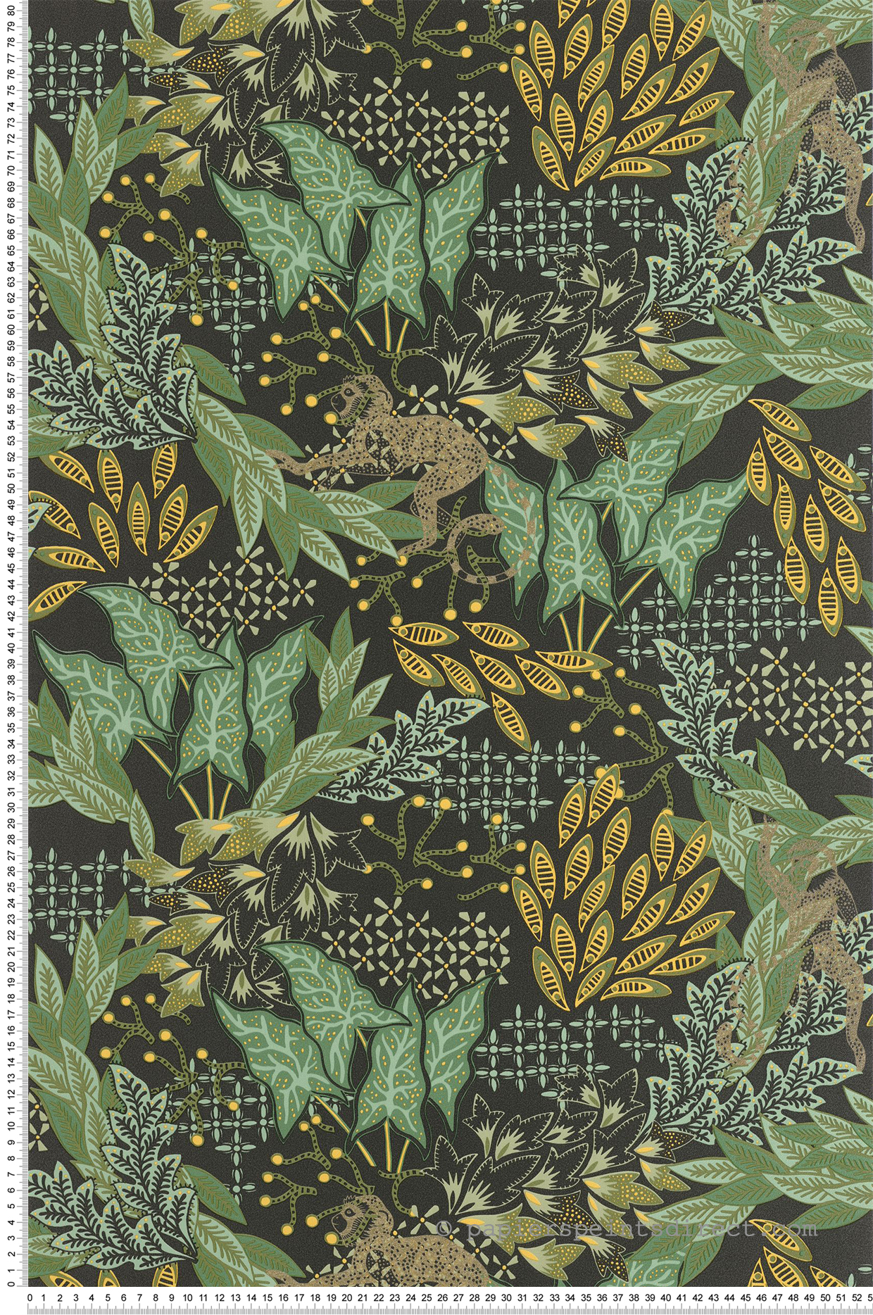 Papier peint Végétaux Singe Borneo vert jaune doré - Stay Wild de Casélio | Réf. WILD104919703