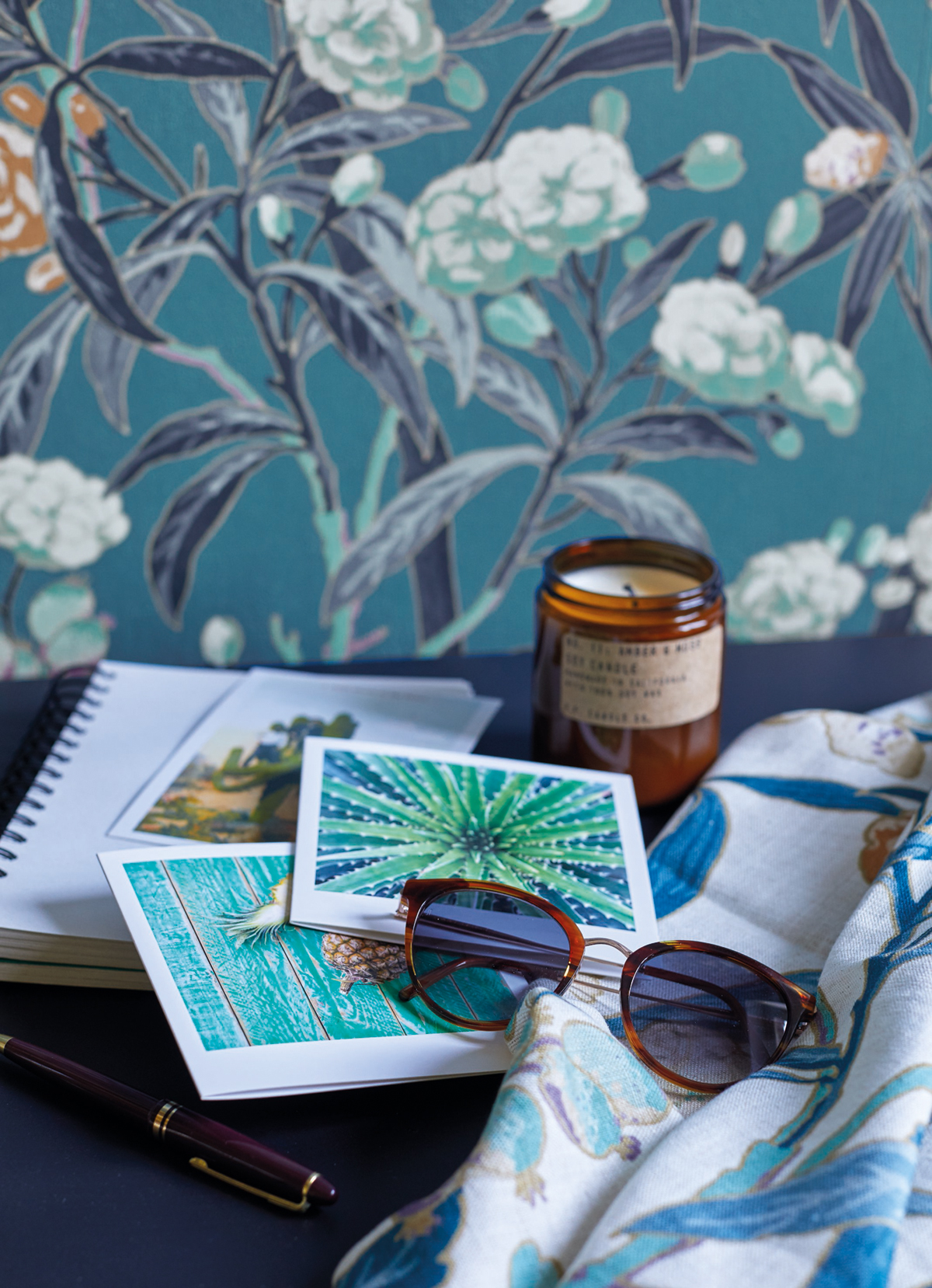 Tissu tropical Habana Lin Bleu - Cuba de Casadéco | Réf. CBBA84466262