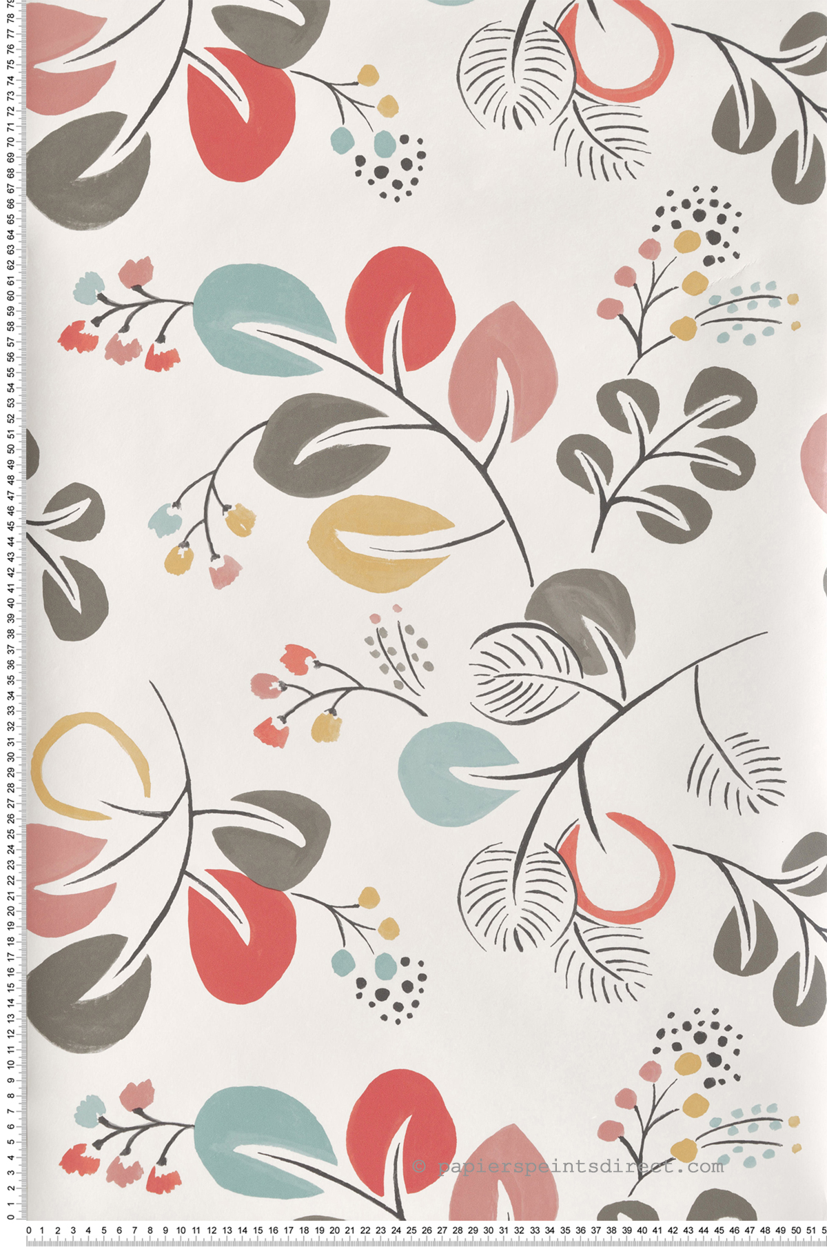 Papier peint Feuillage Naïf Jonah rouge - Delicatesse de Lutèce | Réf. LTC-FD25122