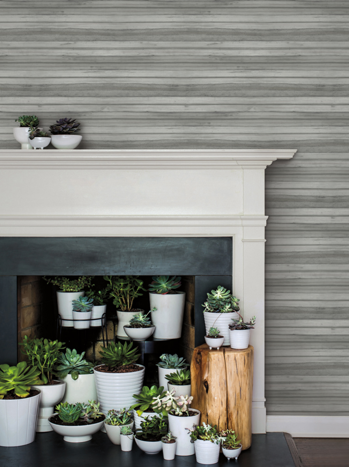 Papier peint Lamelle d'Écorce gris - Greenhouse de York (Initiales) | Réf. INI-GO8264