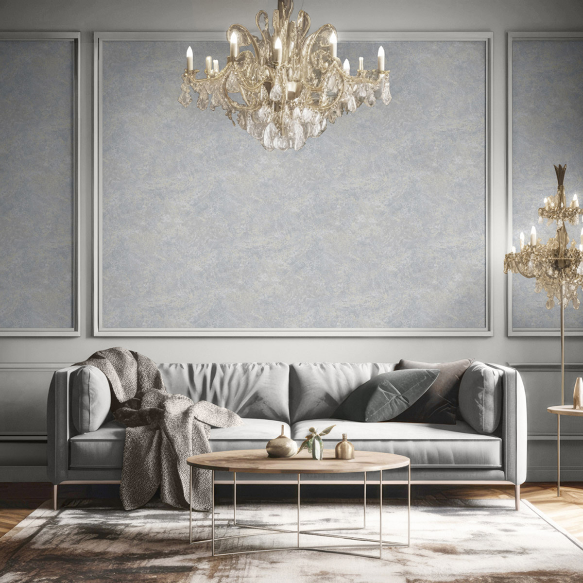 Papier Peint Pierre Paillettes gris bleuté argenté - Venezia d'Ugépa AMB2| Réf. UGP-M66701